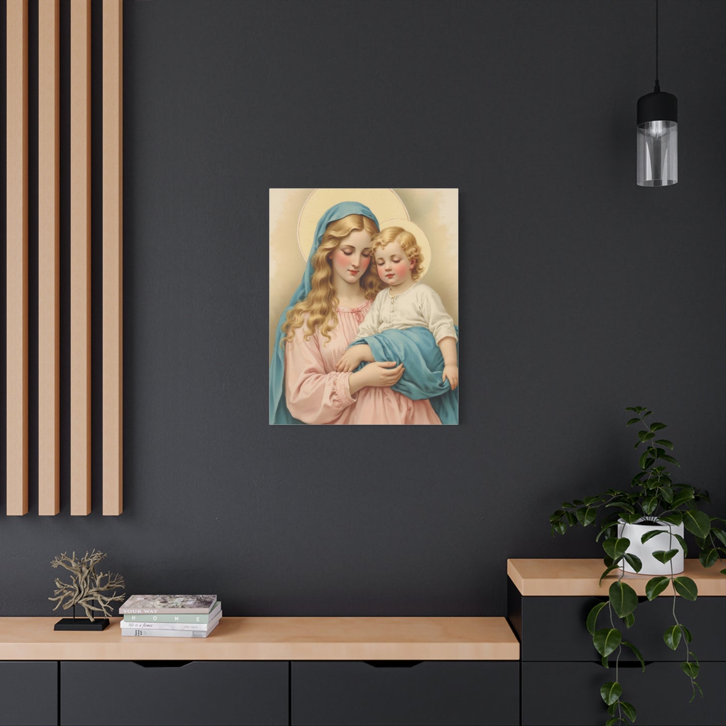 Mother Mary and Baby Jesus Catholic Canvas Wall Art, Christian Decor