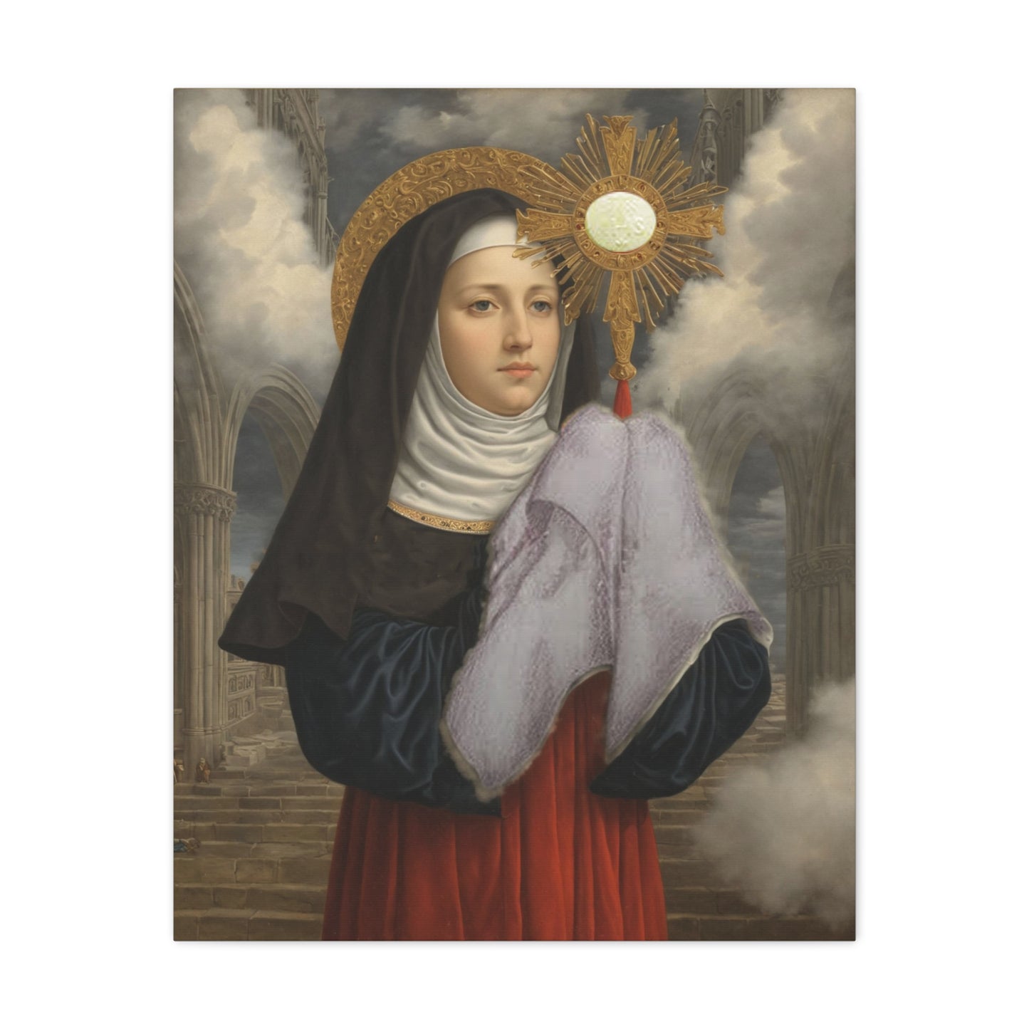 St. Juliana of Liege Catholic Canvas Wall Art, Christian Decor