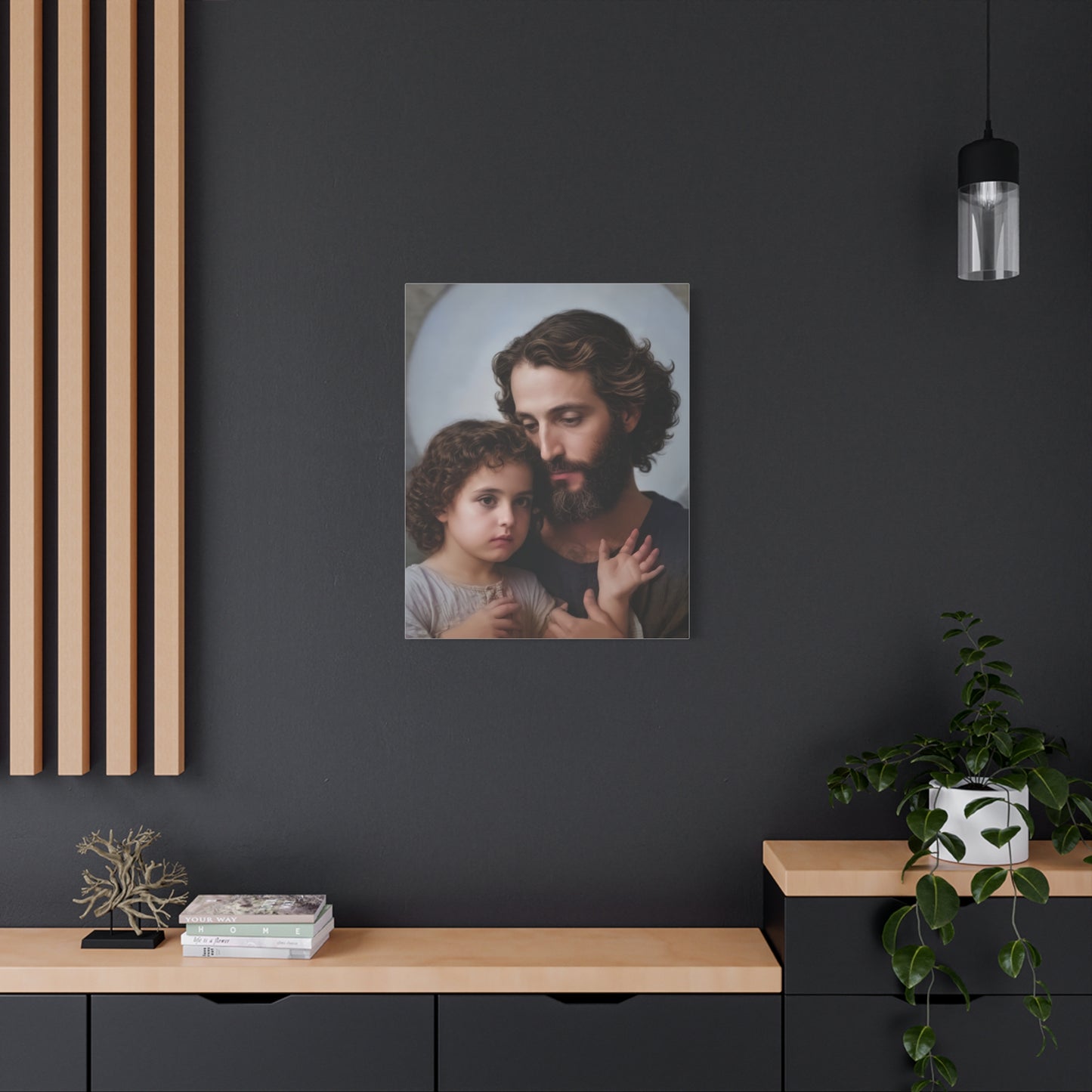 St. Joseph and Baby Jesus Catholic Canvas Wall Art, Print Christian Decor