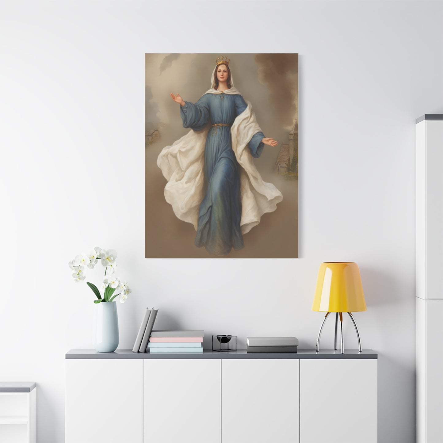 Mother Mary Our Lady of Knock Catholic Canvas Wall Art, Christian Decor