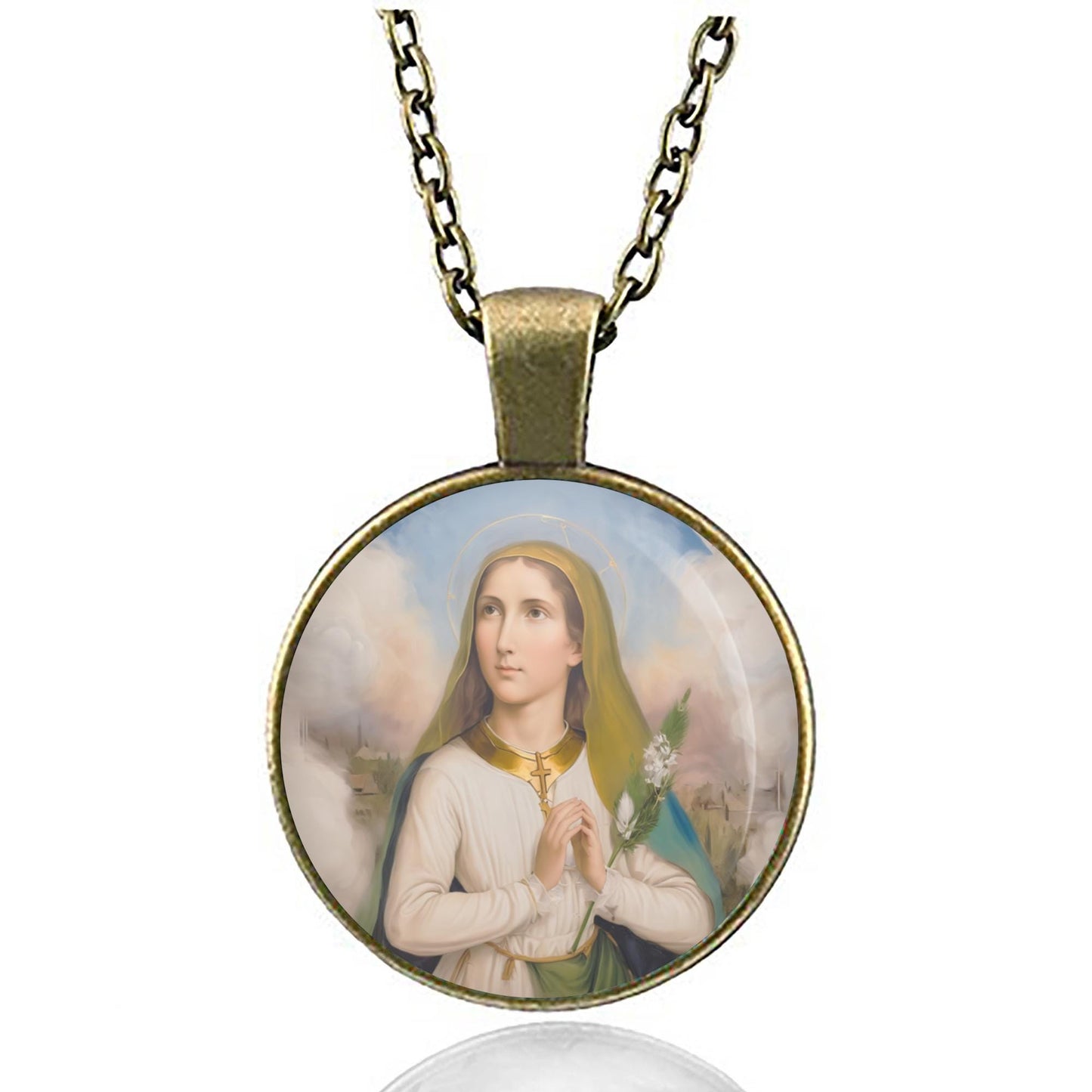 St. Germaine Cousin Catholic Necklace - Religious Jewelry Patron - Saint Medal Pendant. Patronage: Disabled / Abuse Victims