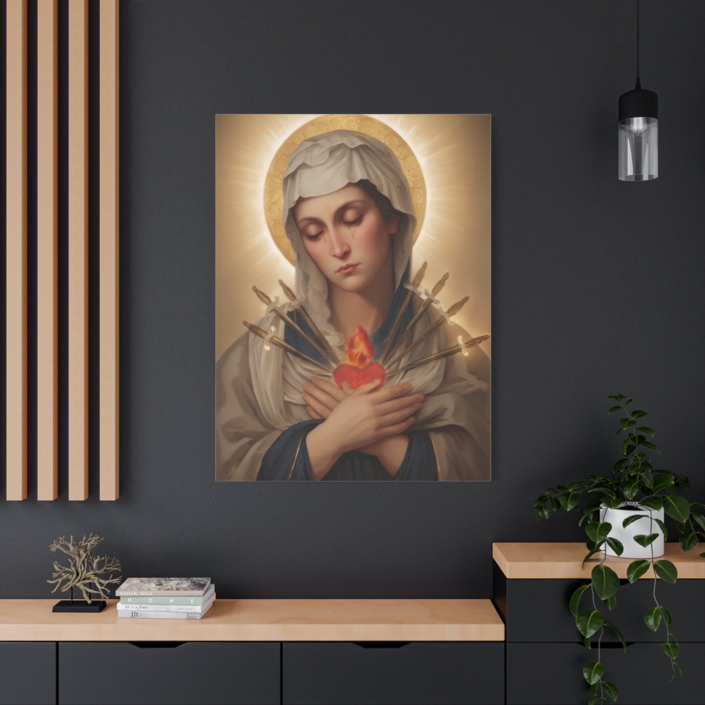 Ready to Hang - Mary Our Lady Of Sorrows Catholic Canvas Wall Art, Christian Decor