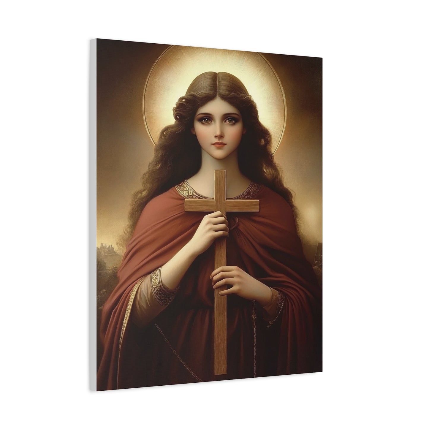 St. Helena and the True Cross Catholic Canvas Wall Art, Christian Decor