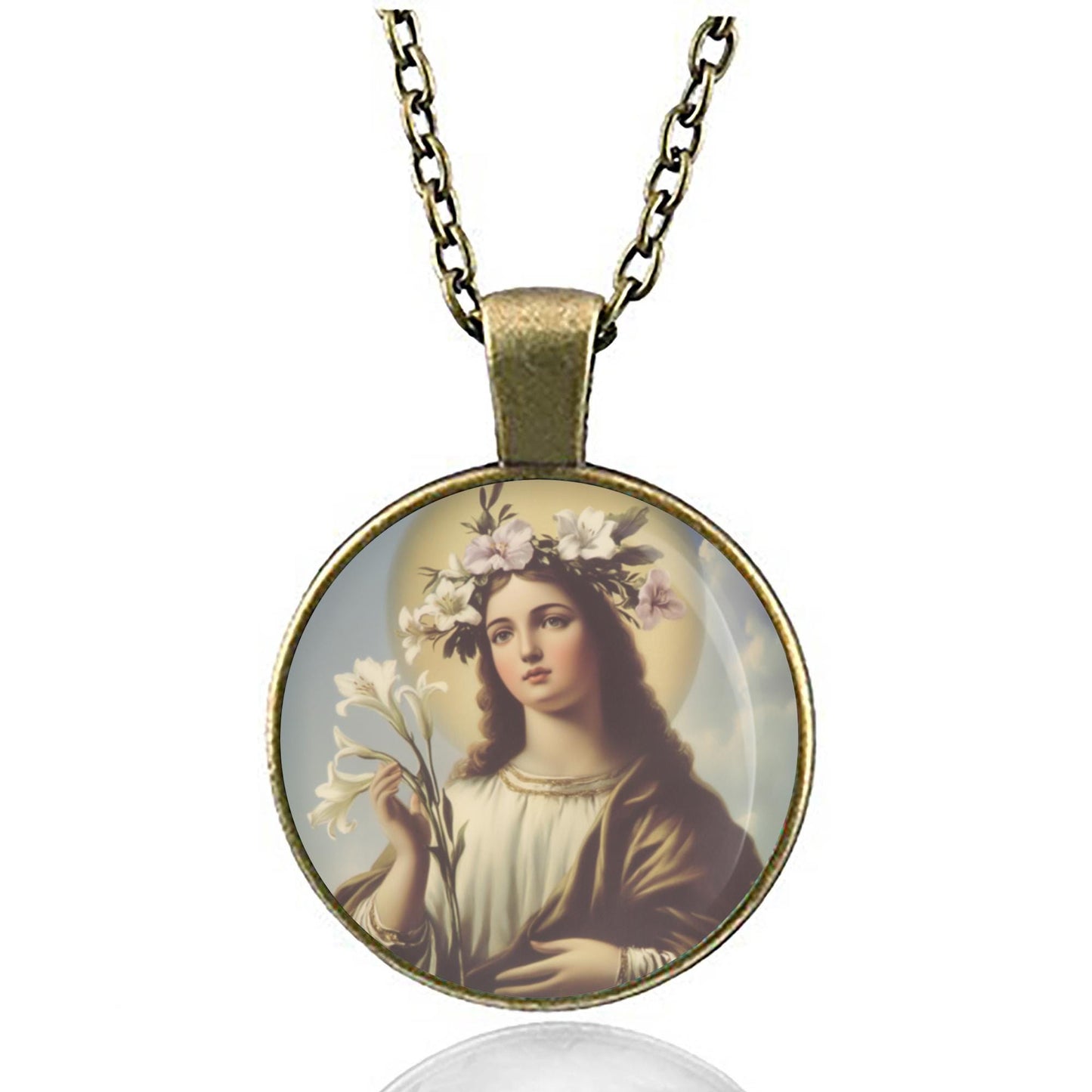 St. Rosalia Catholic Necklace Religious Patron Saint Medal Pendant