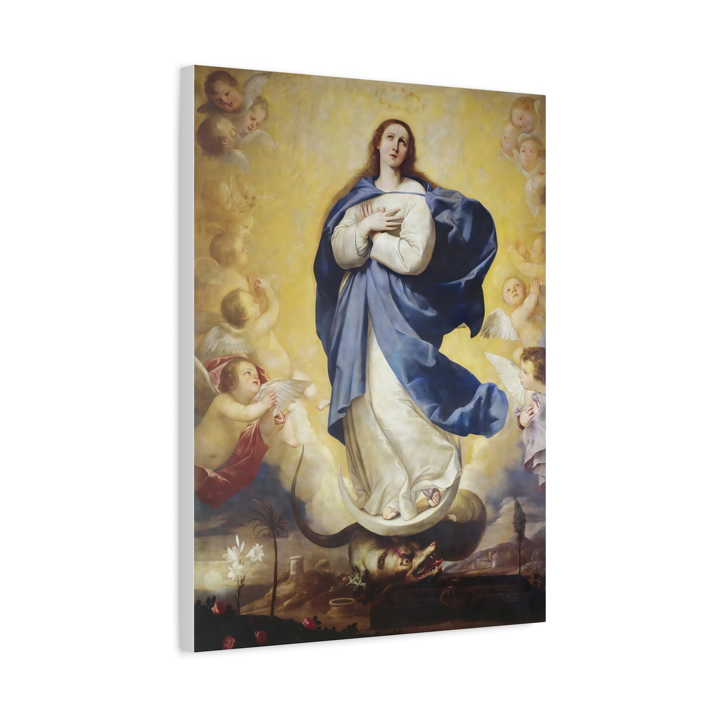 Ready to Hang - Immaculate Conception Virgin Mary Catholic Canvas Wall Art, Christian Decor