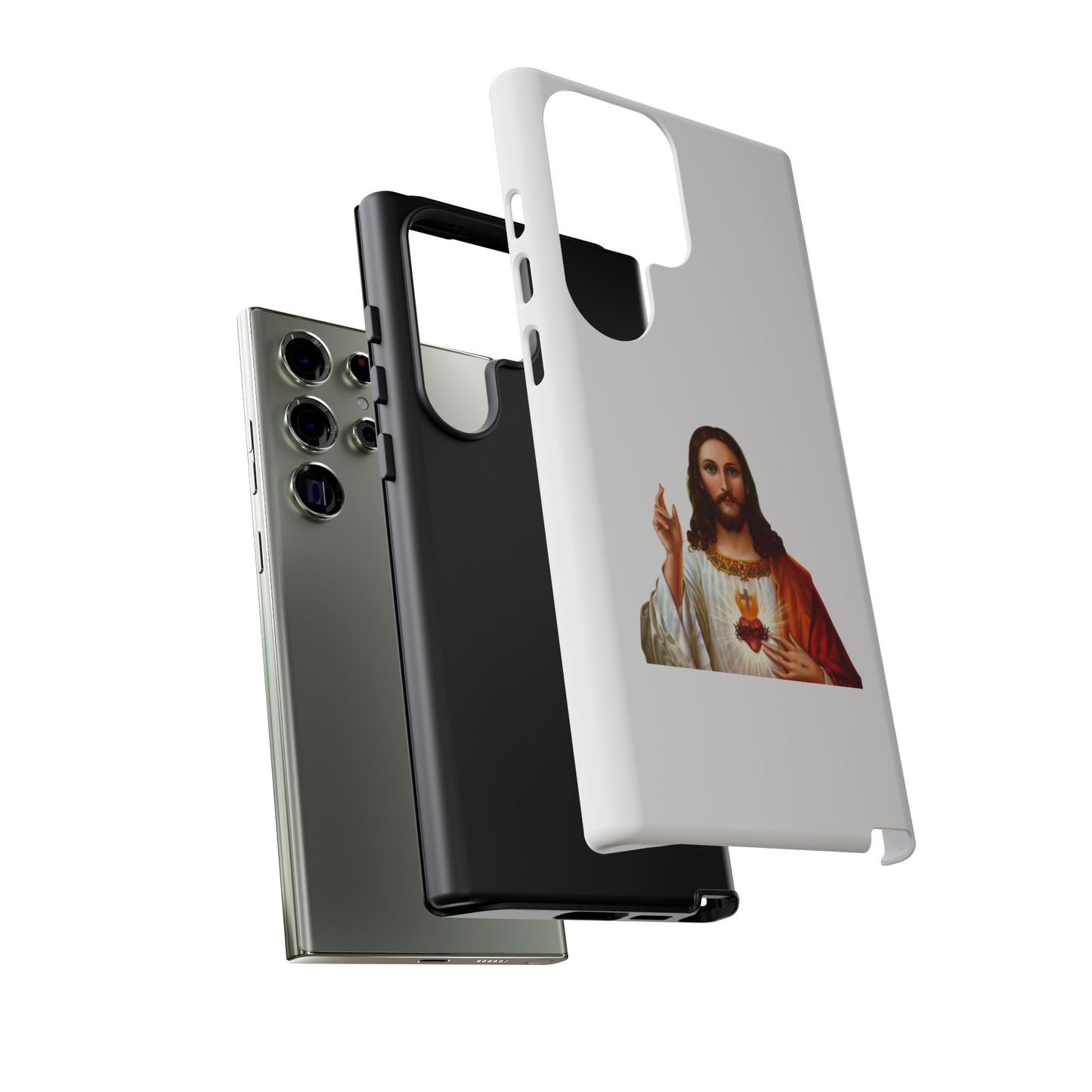 Artistic Phone Case Featuring Jesus, Tough Phone Case, Christian Gift, Religious Phone Cover, Inspirational Phone Accessory, Unique Jesus