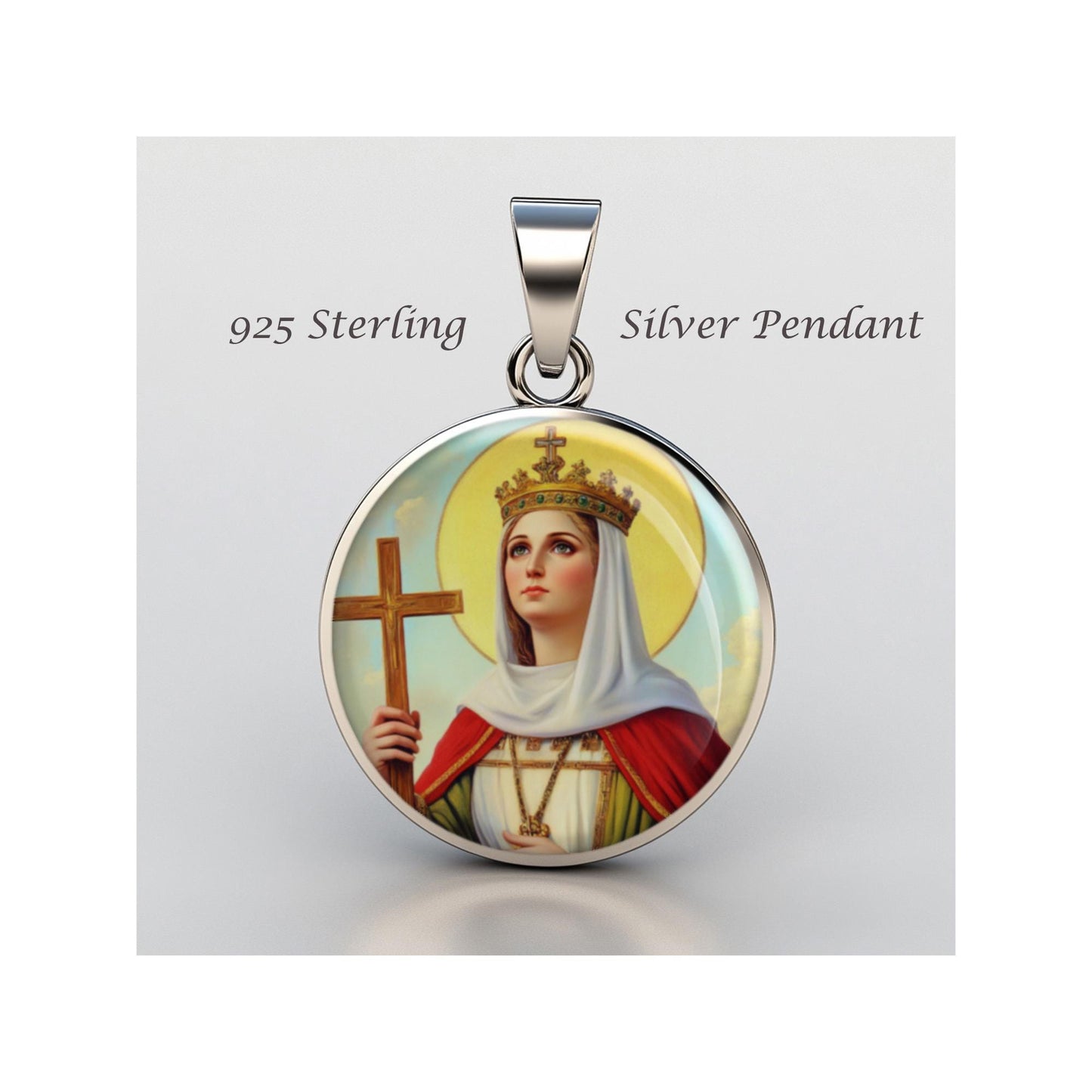 Saint Helena Religious Devotional sterling silver 925 Christian Medal Patron Pendant