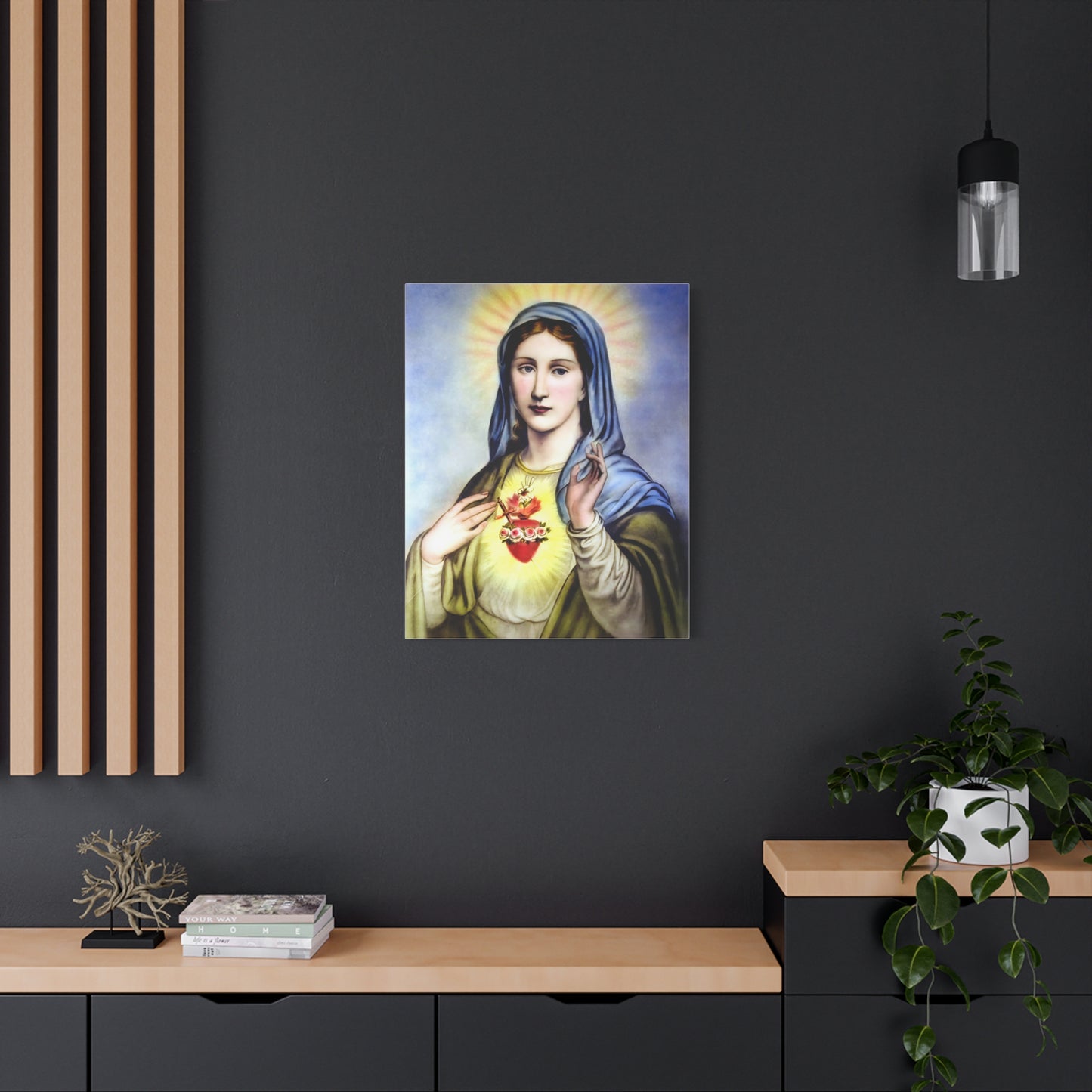 Ready to Hang - Immaculate Heart Virgin Mary Catholic Canvas Wall Art, Christian Decor