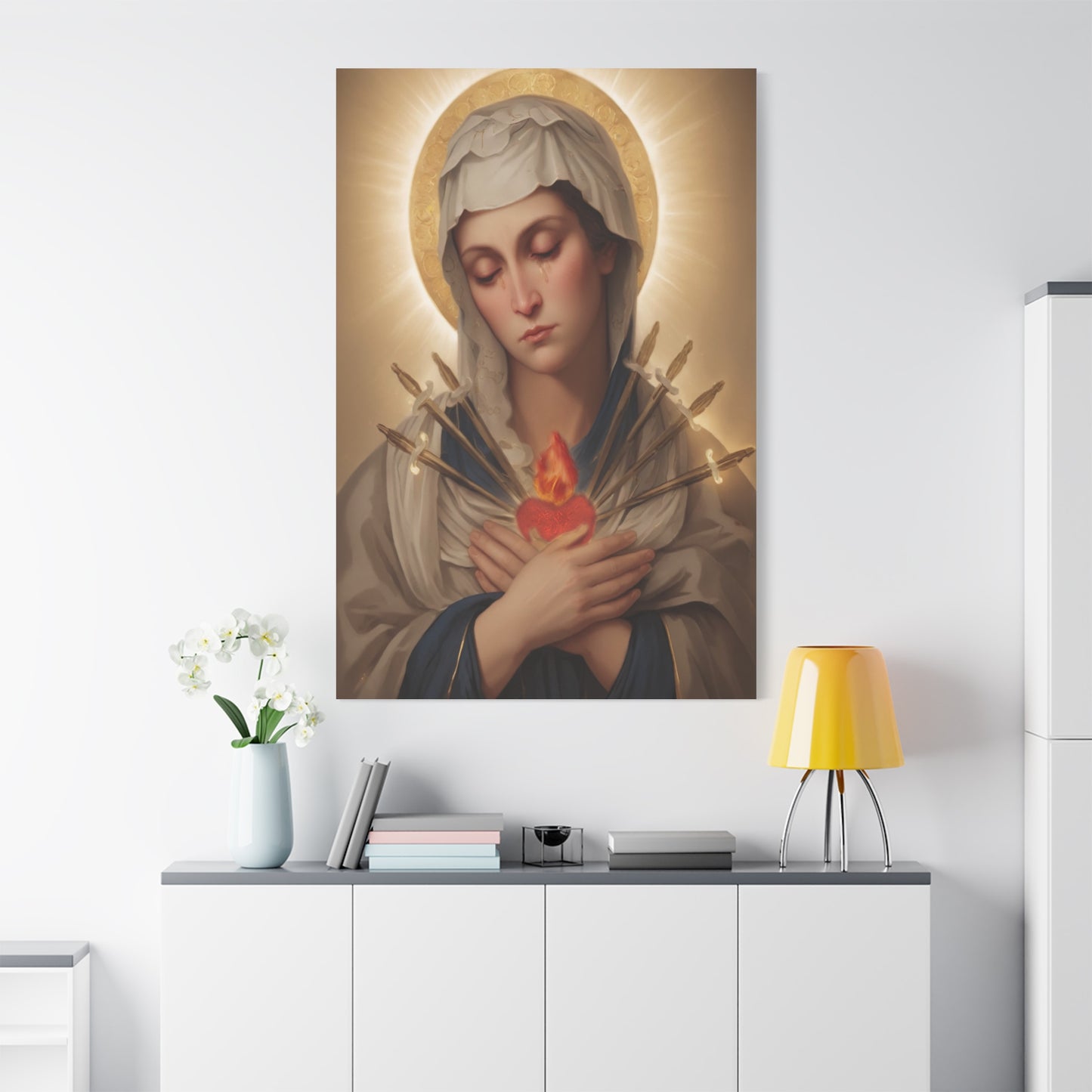 Ready to Hang - Mary Our Lady Of Sorrows Catholic Canvas Wall Art, Christian Decor