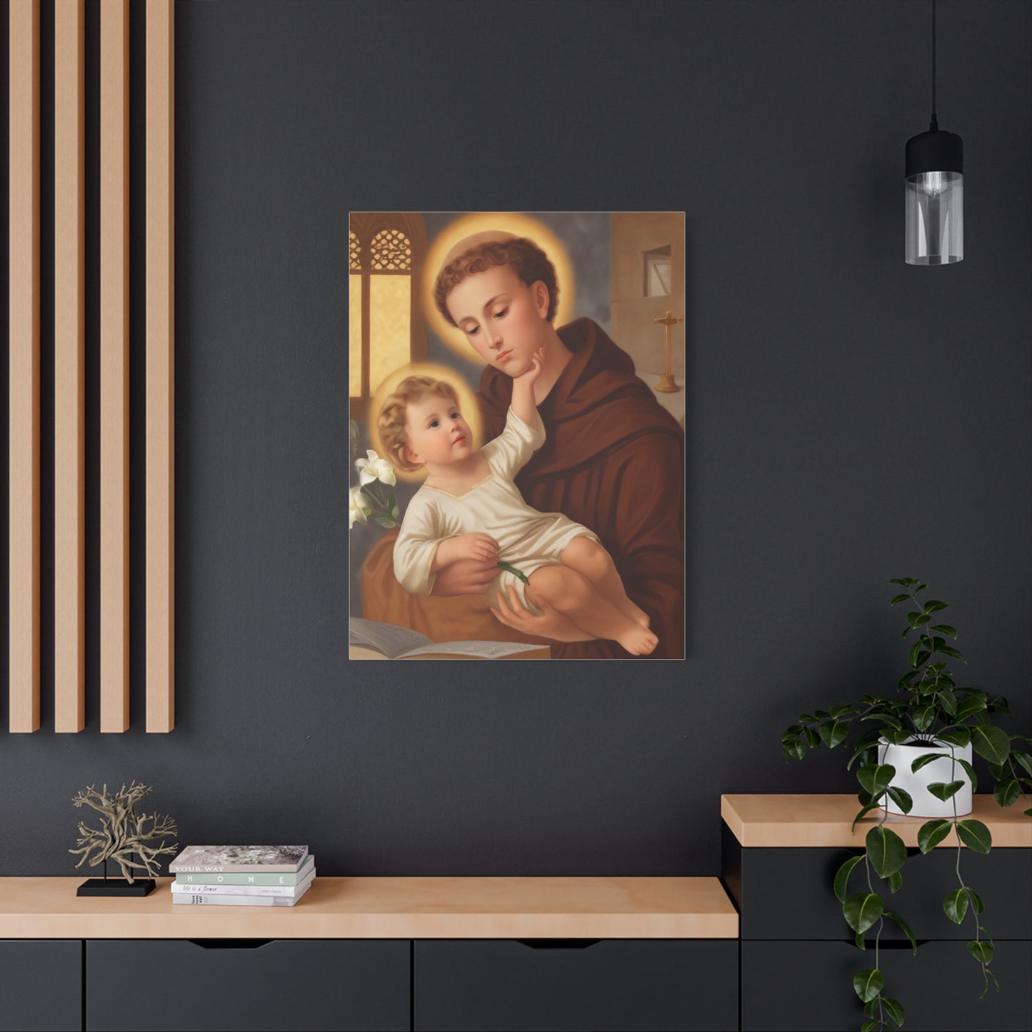 St. Anthony and Jesus Catholic Canvas Print, Catholic Decor Wall, Gift Religious Christian