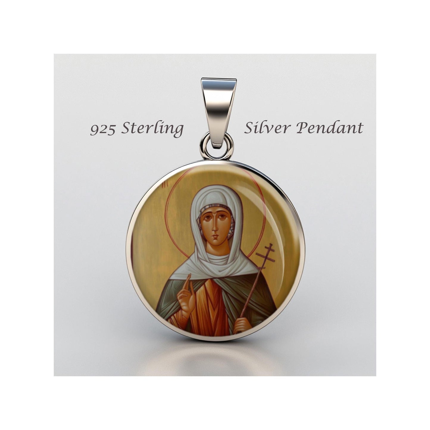 Saint Ypomoni Religious Christian sterling silver 925 Christian Medal Patron Pendant