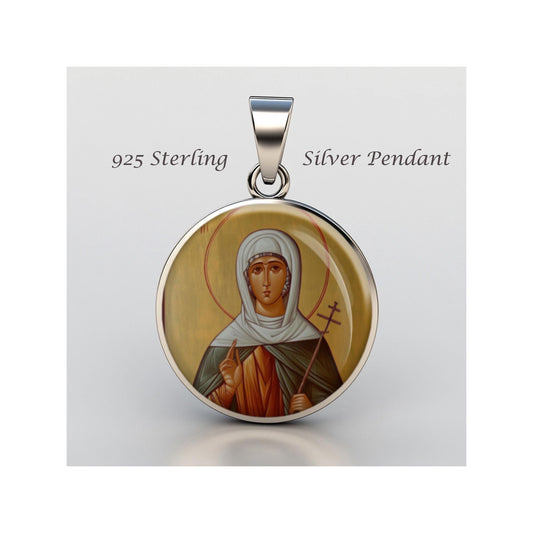 Saint Ypomoni Religious Christian sterling silver 925 Christian Medal Patron Pendant