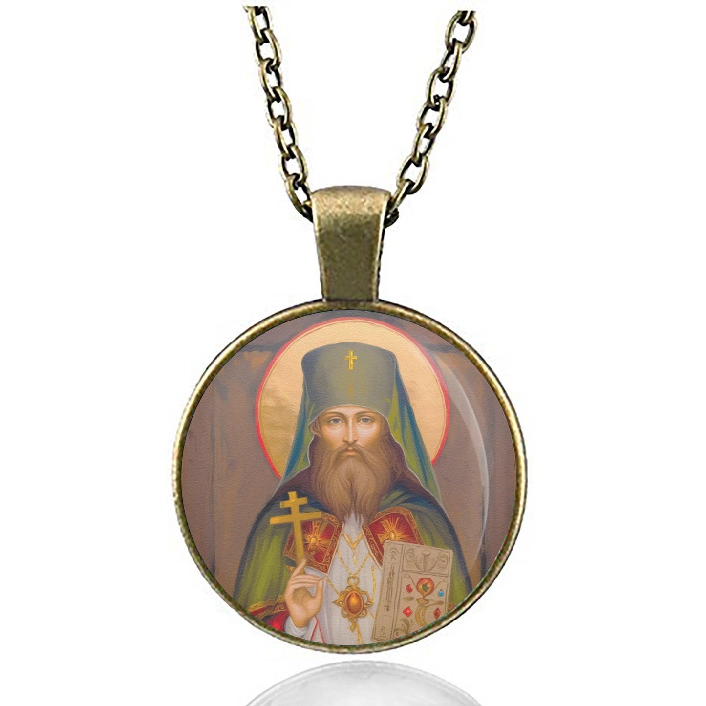 St. Benjamin Necklace Medal Round Pendant Christian Religious Jewelry