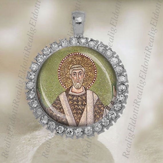 St Apollinaris Medal Christian Catholic Silver Tone Religious Jewelry