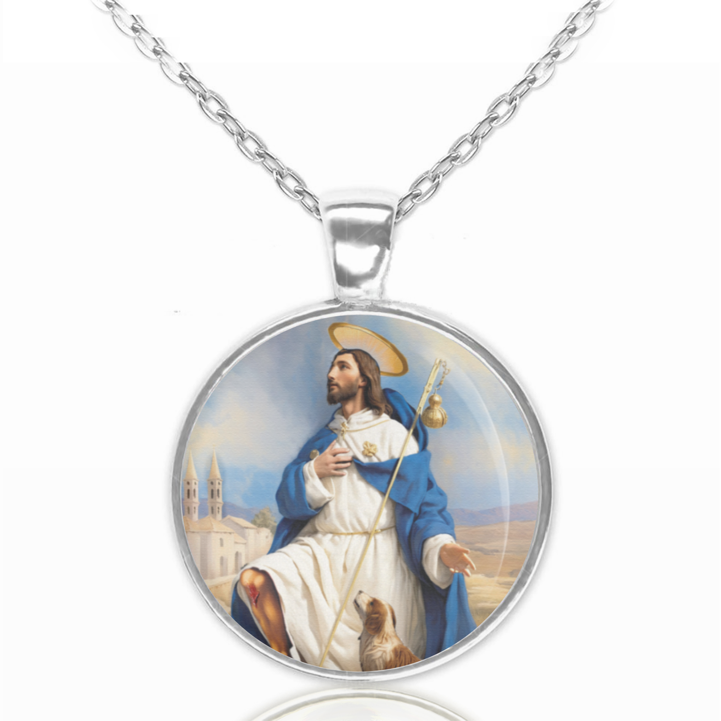 St. Roch Necklace Catholic Saint Pendant Medal image 0