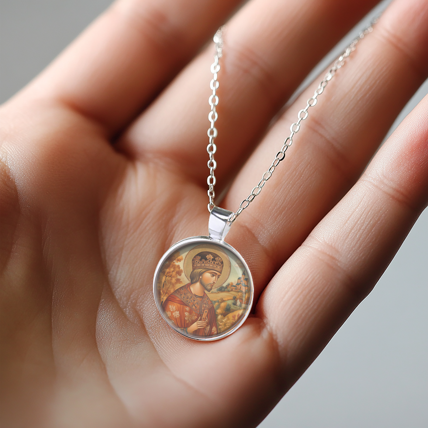 St. Wenceslas Necklace Catholic Saint Pendant Medal image 3