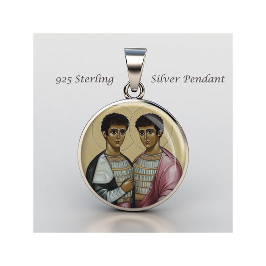 Saint Sergius And Bachus Religious Devotional sterling silver 925 Christian Medal Patron