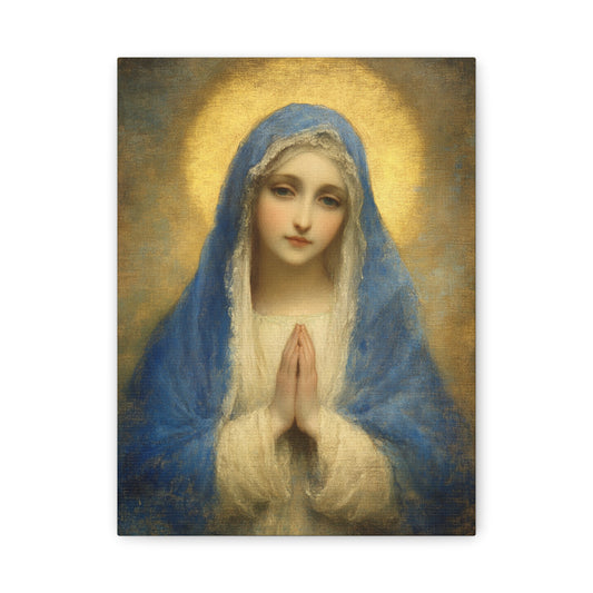 Mother Mary Blue Veil Catholic Canvas Wall Art, Christian Decor