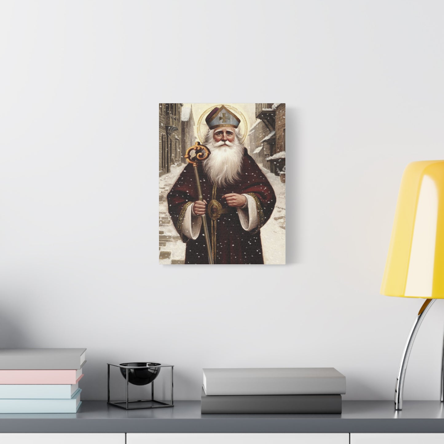 St. Nicholas of Bari Religious Canvas Wall Art, Christian Decor