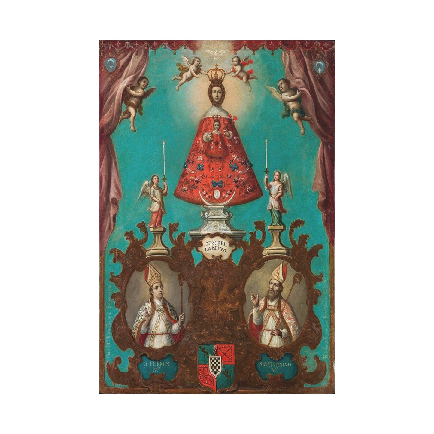 The Virgin of El Camino with St Fermin and St Saturnino Catholic HQ Print on Canvas Ready To Hang - Virgin Mary Canvas