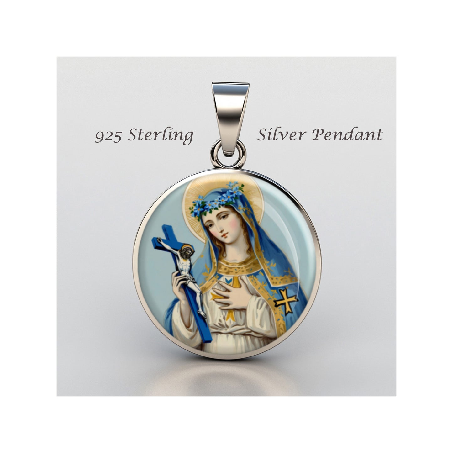 Saint Flora Catholic sterling silver 925 Christian Medal Patron Pendant image 0