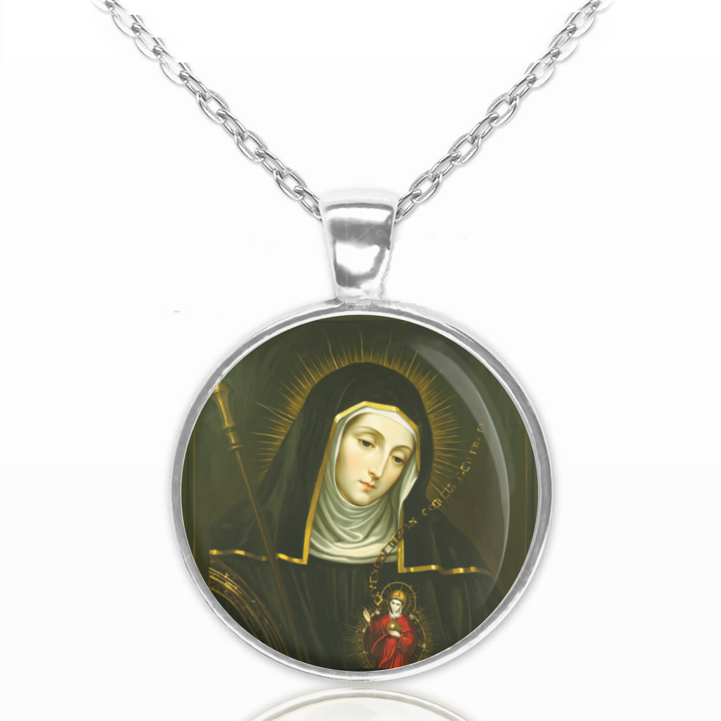 St. Gertrude The Great Necklace Catholic Saint Pendant Medal image 0