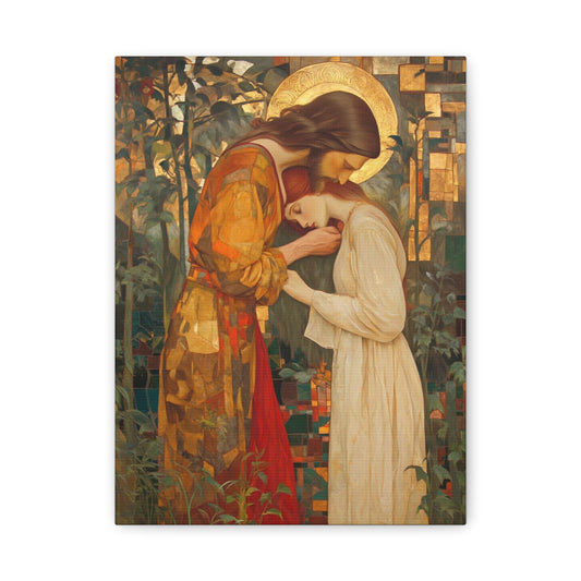 Healing Love - Christ Embracing Mary Magdalene Catholic Canvas Wall Art, Christian Decor