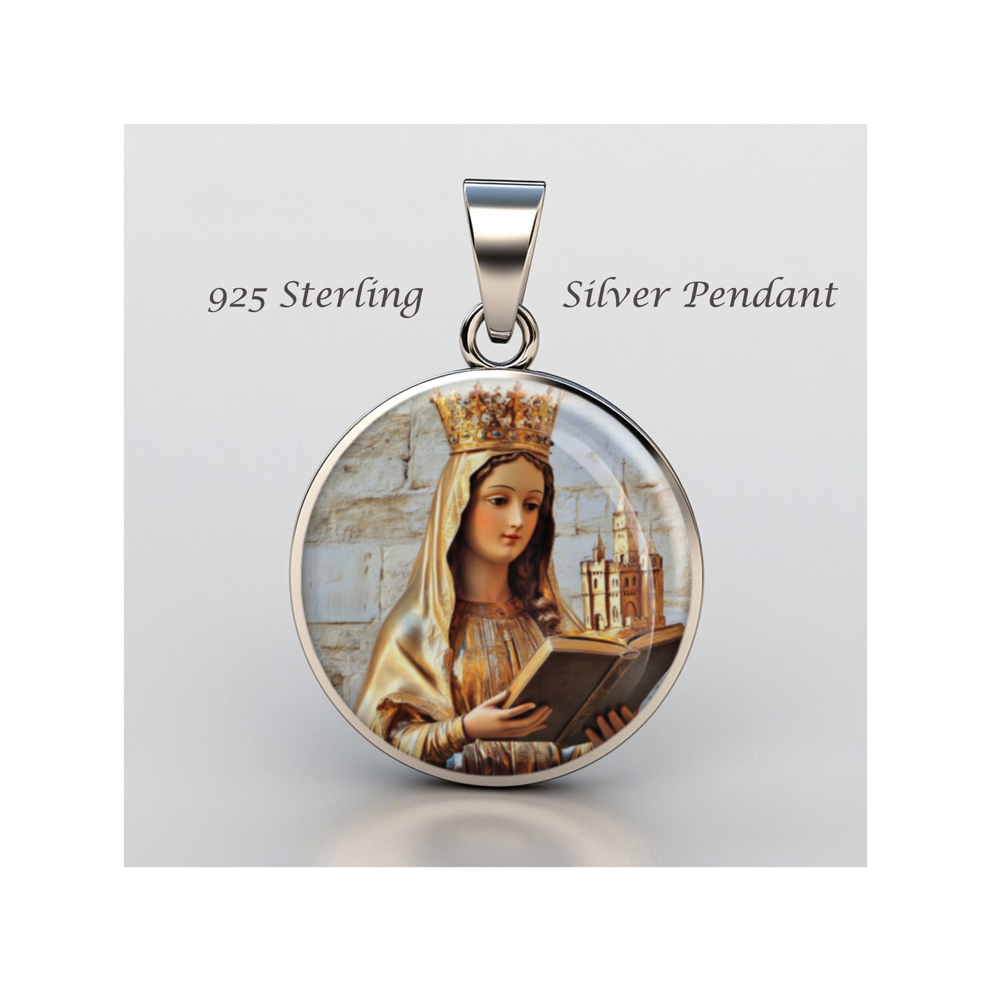 Saint Gudula Catholic sterling silver 925 Christian Medal Patron Pendant image 0