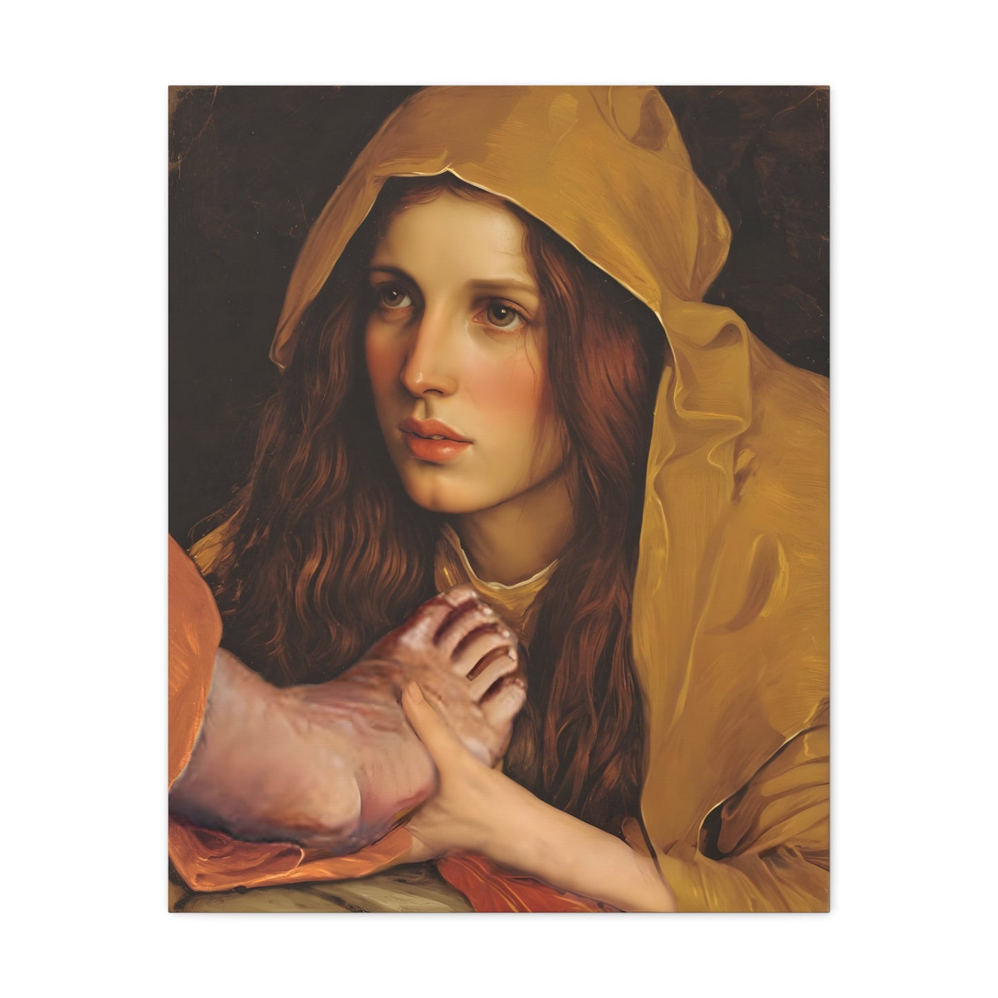 St. Mary Magdalene Anointing Jesus Feet Catholic Canvas Wall Art, Christian Decor