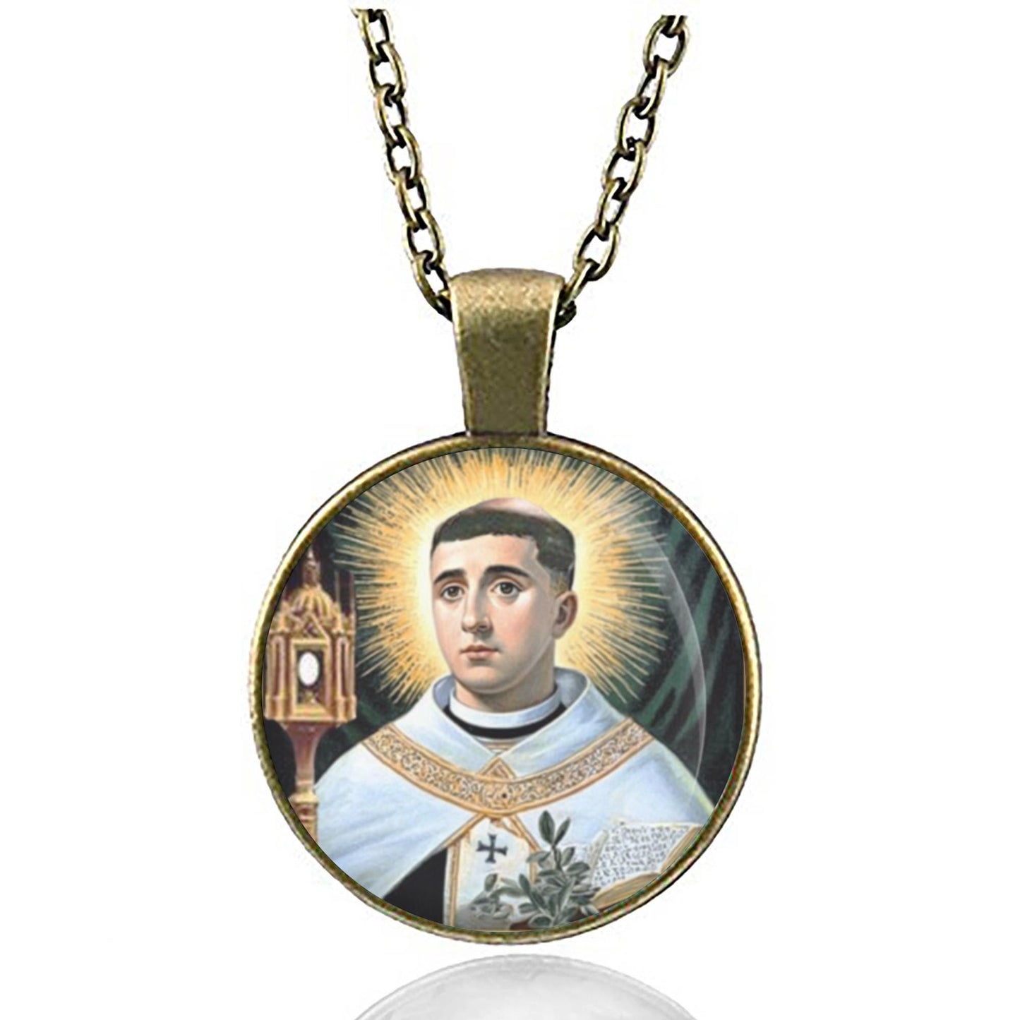 St. Norbert Catholic Christian Necklace Silvertone Medal Pendant Patron Saint Religious Jewelry