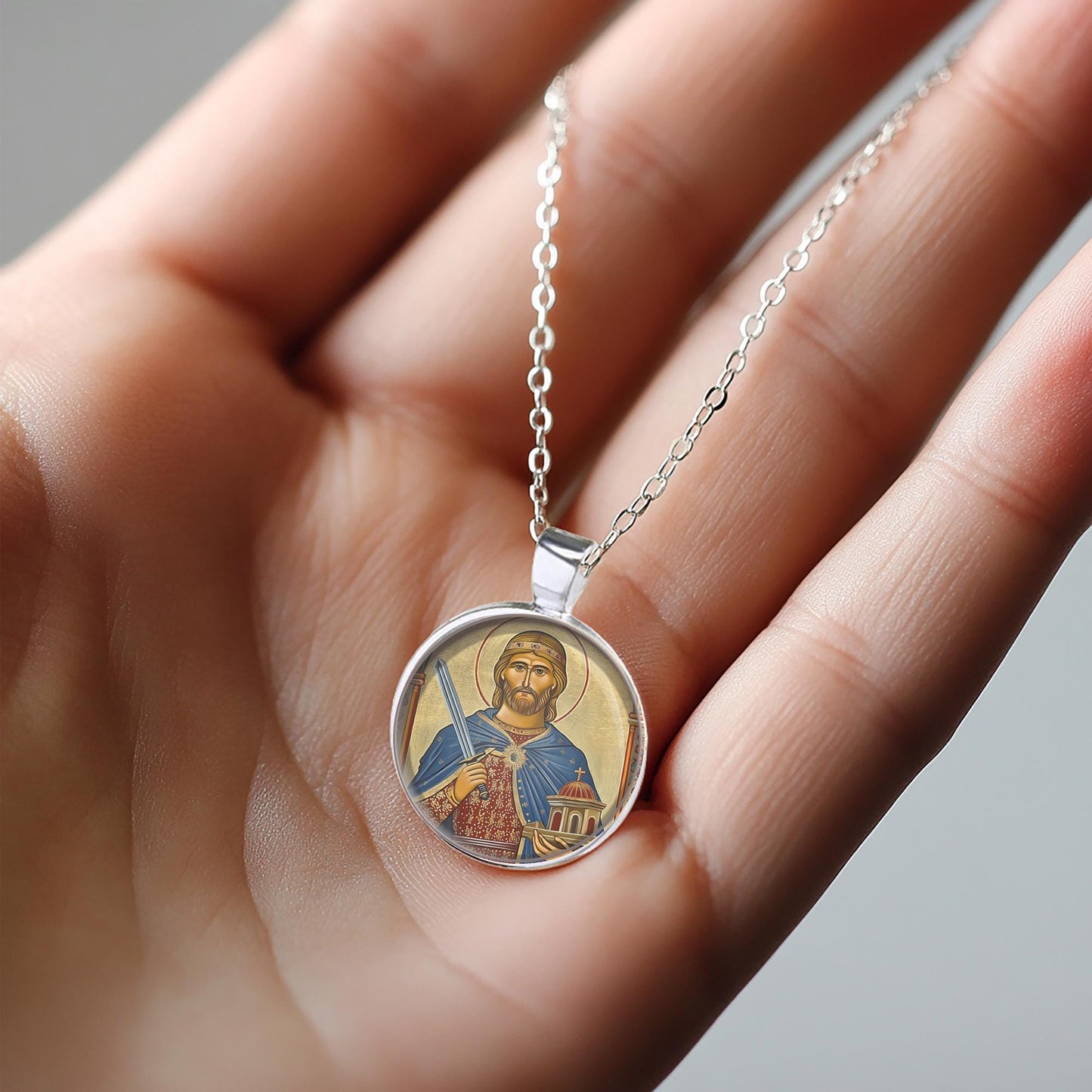 St. Olaf of Norway Catholic Medal Necklace