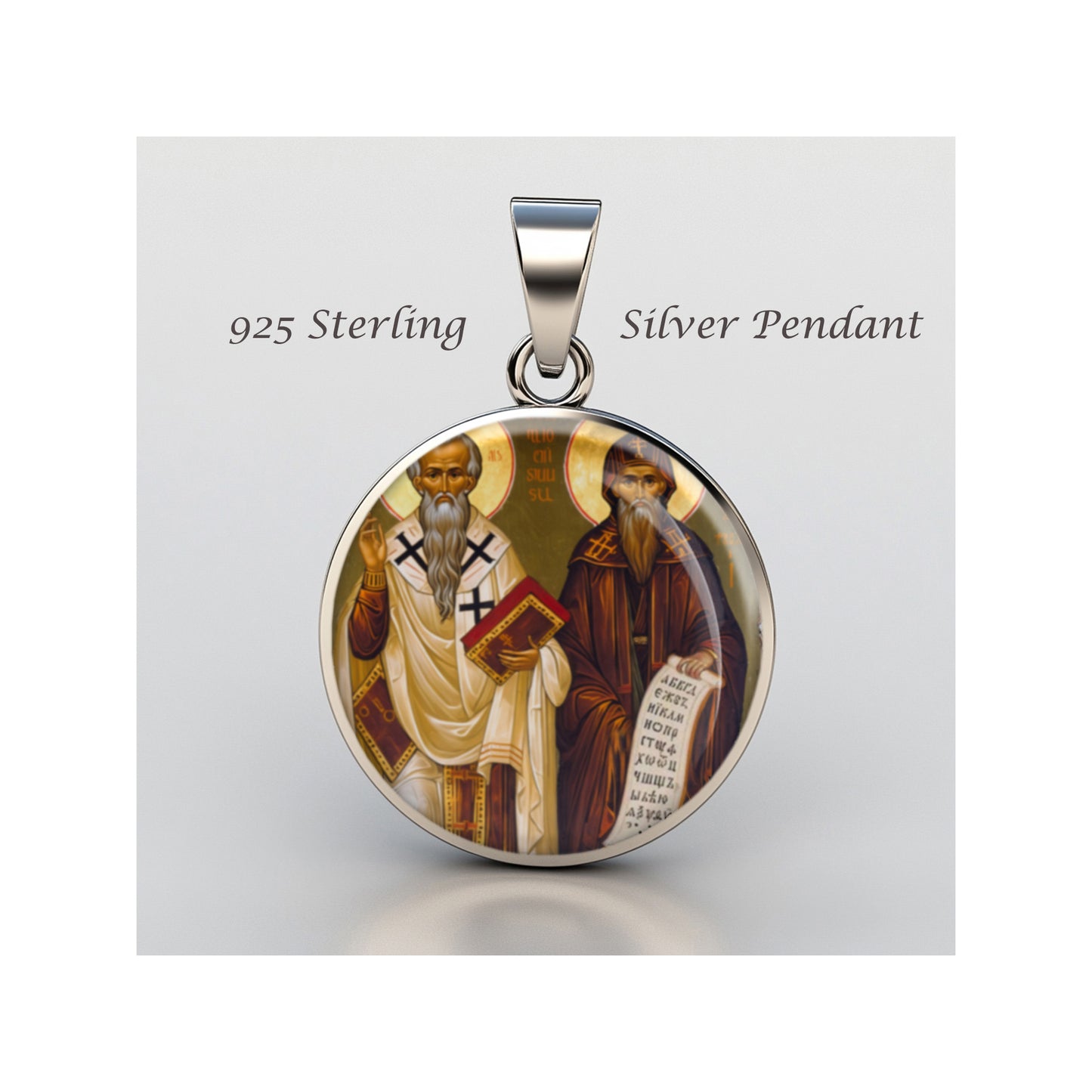 Saint Cyril And Methodius Catholic sterling silver 925 Christian Medal Patron image 0