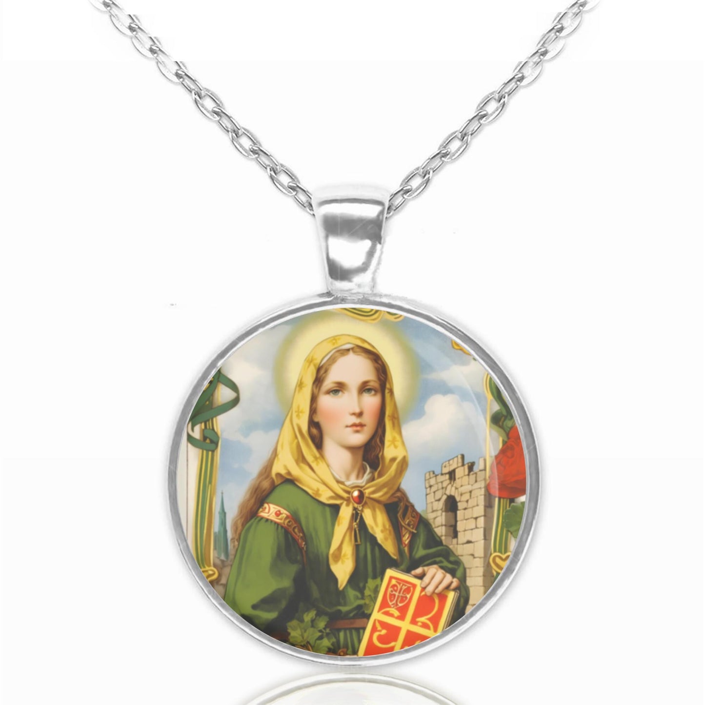 Saint Dymphna Patron of the nervous, emotionally disturbed, mentally ill Catholic Pendant Necklace Medal