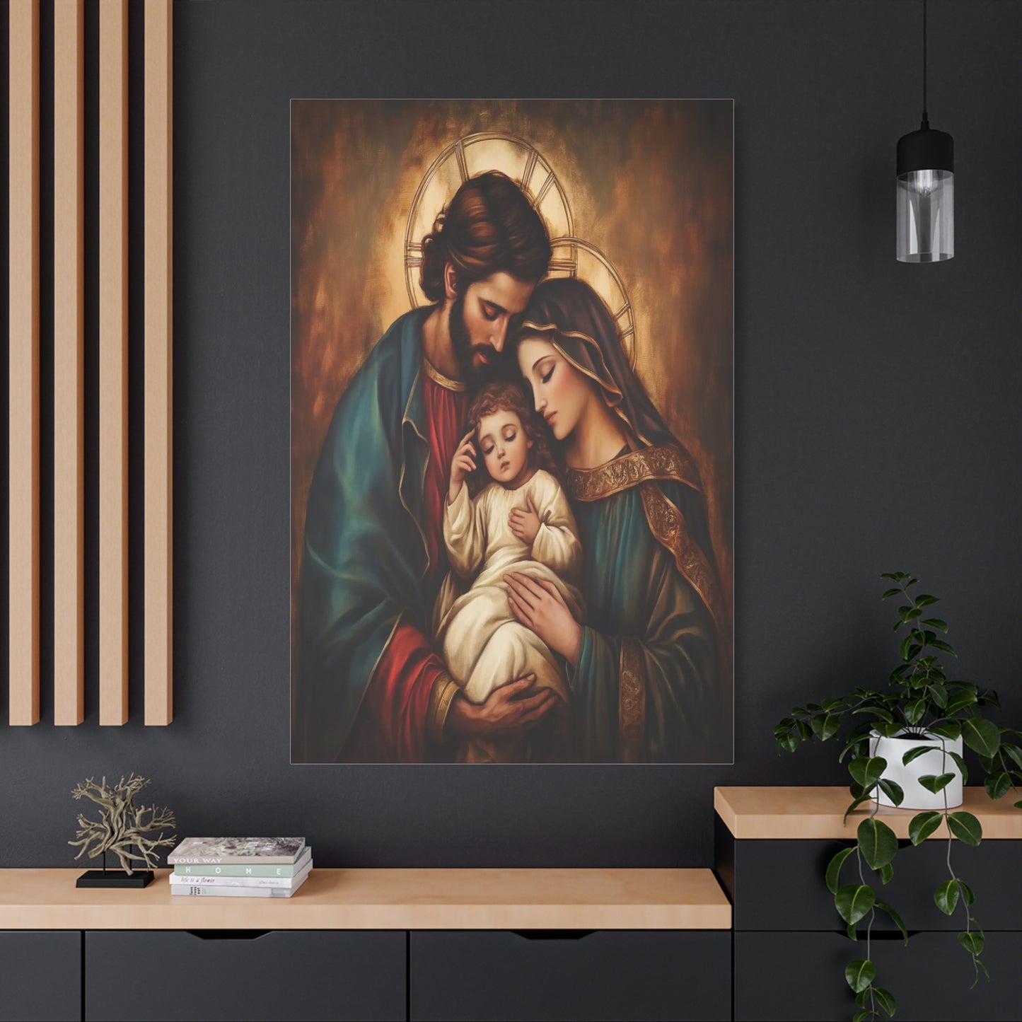 Holy Family Catholic Canvas Wall Art, Christian Decor
