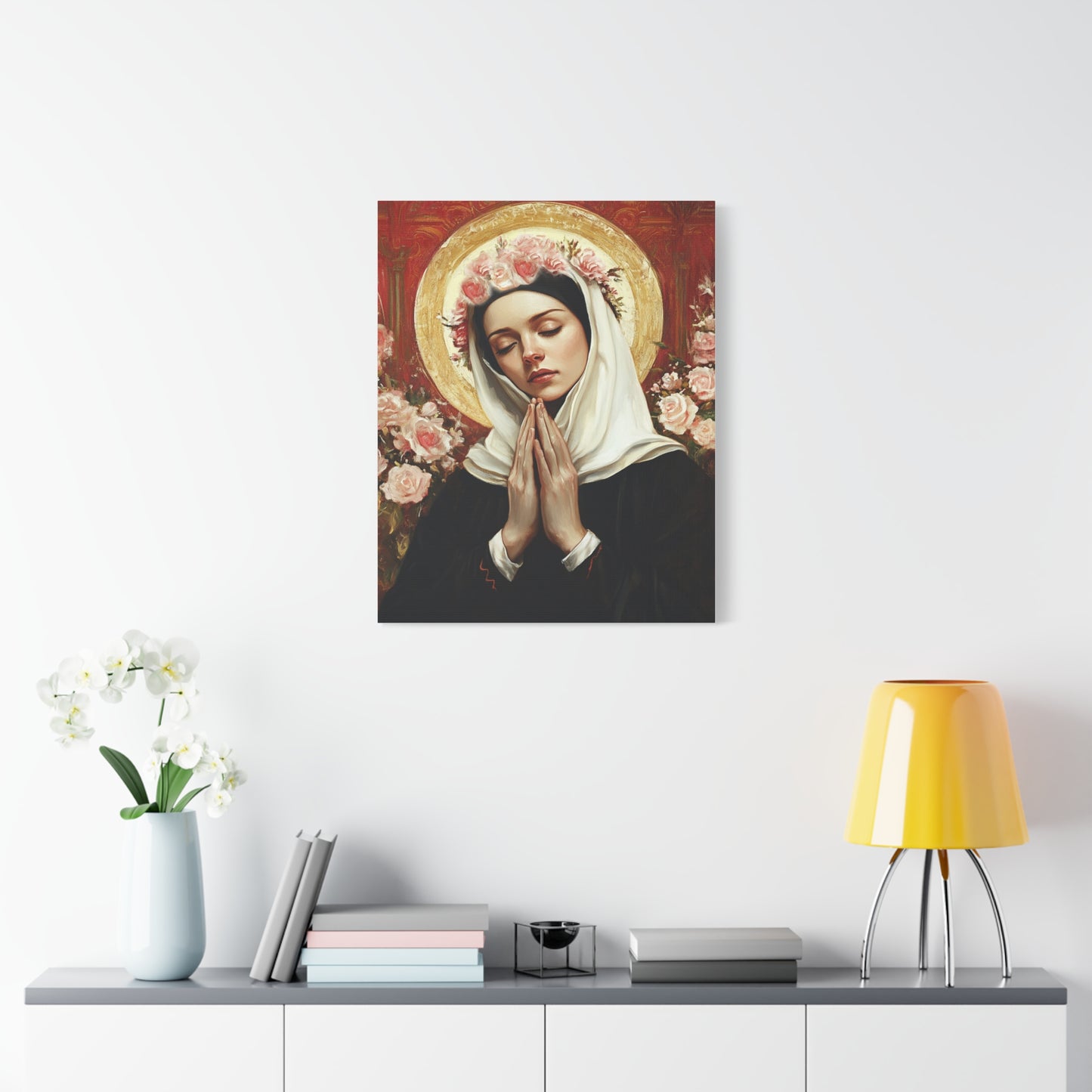 Ready To Hang - St. Rose of Lima Roses Catholic Canvas Wall Art, Christian Decor
