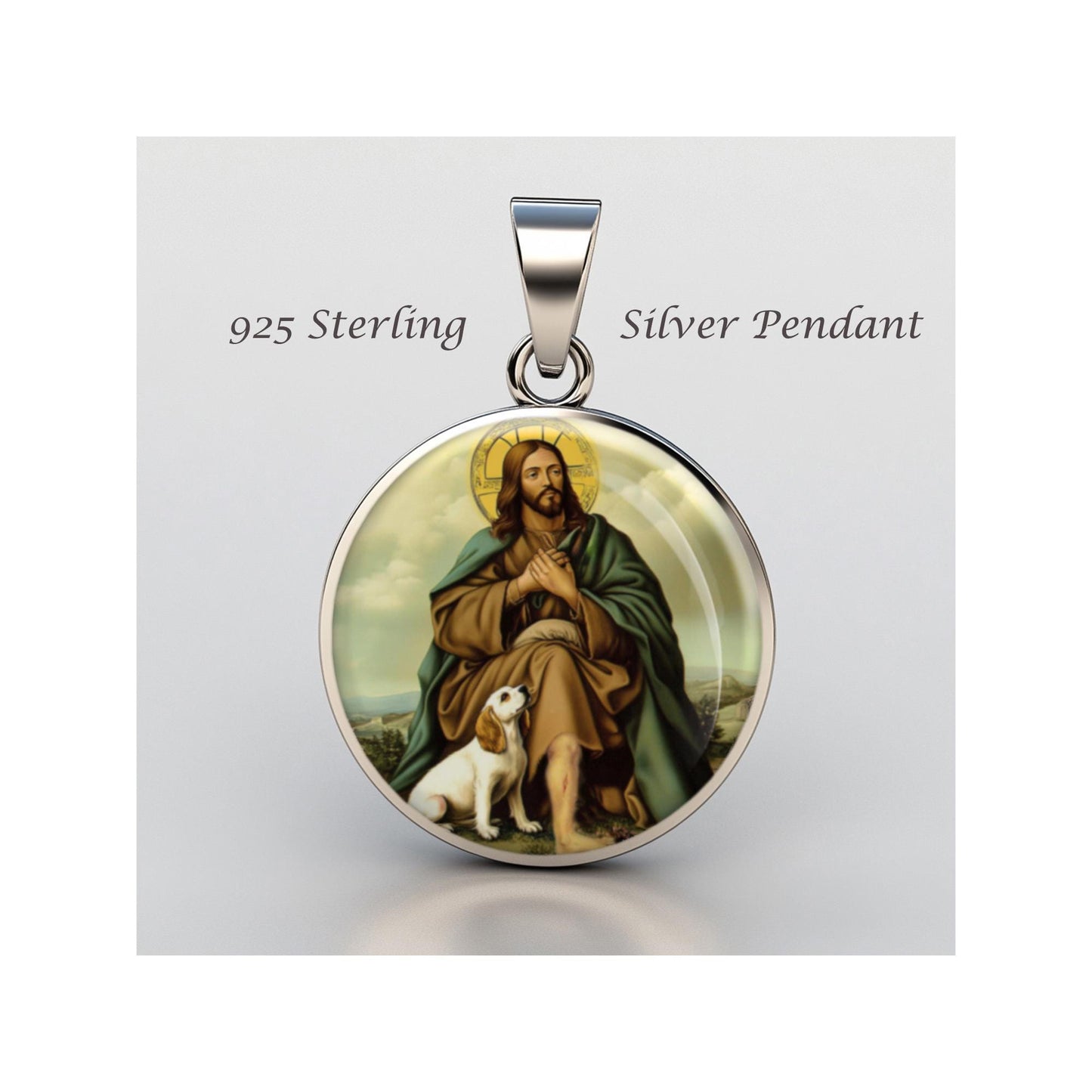 Saint Roch Rock Rocco Religious Devotional sterling silver 925 Christian Medal Patron