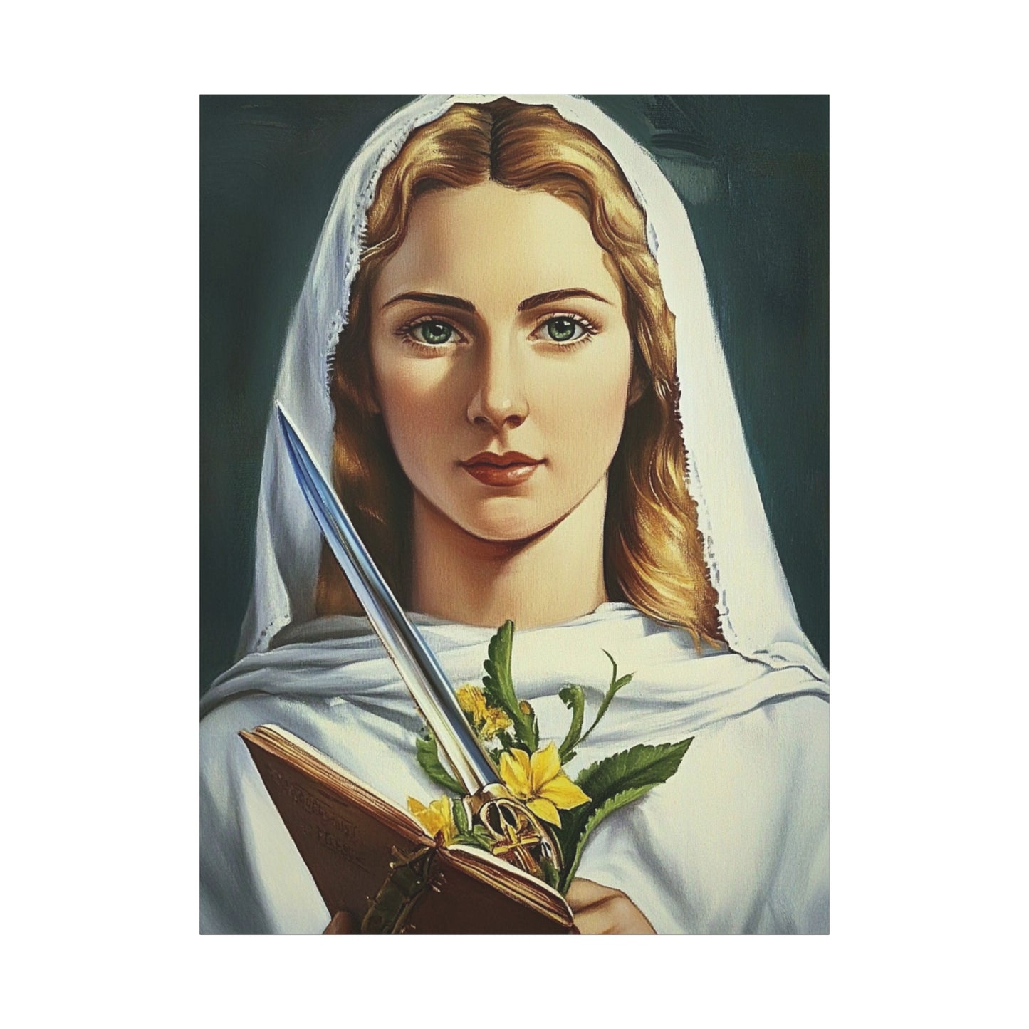 St. Dymphna Catholic Canvas Wall Art, Christian Decor
