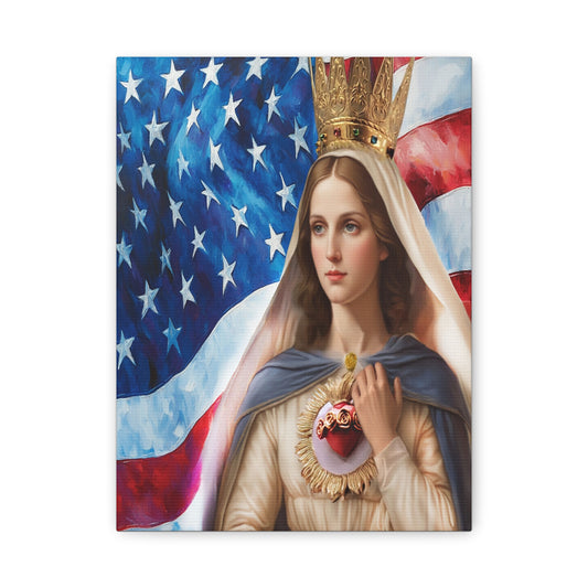 Ready to Hang - Mary Our Lady of America Catholic Canvas Wall Art, Christian Decor