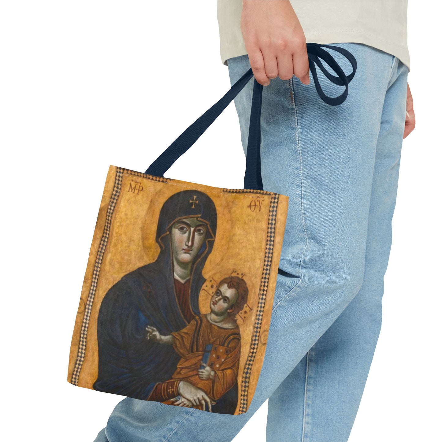 Salus Populi Romani Floral Tote Bag | Catholic Eco-Friendly Shopper | Gift for Spirituality Lovers