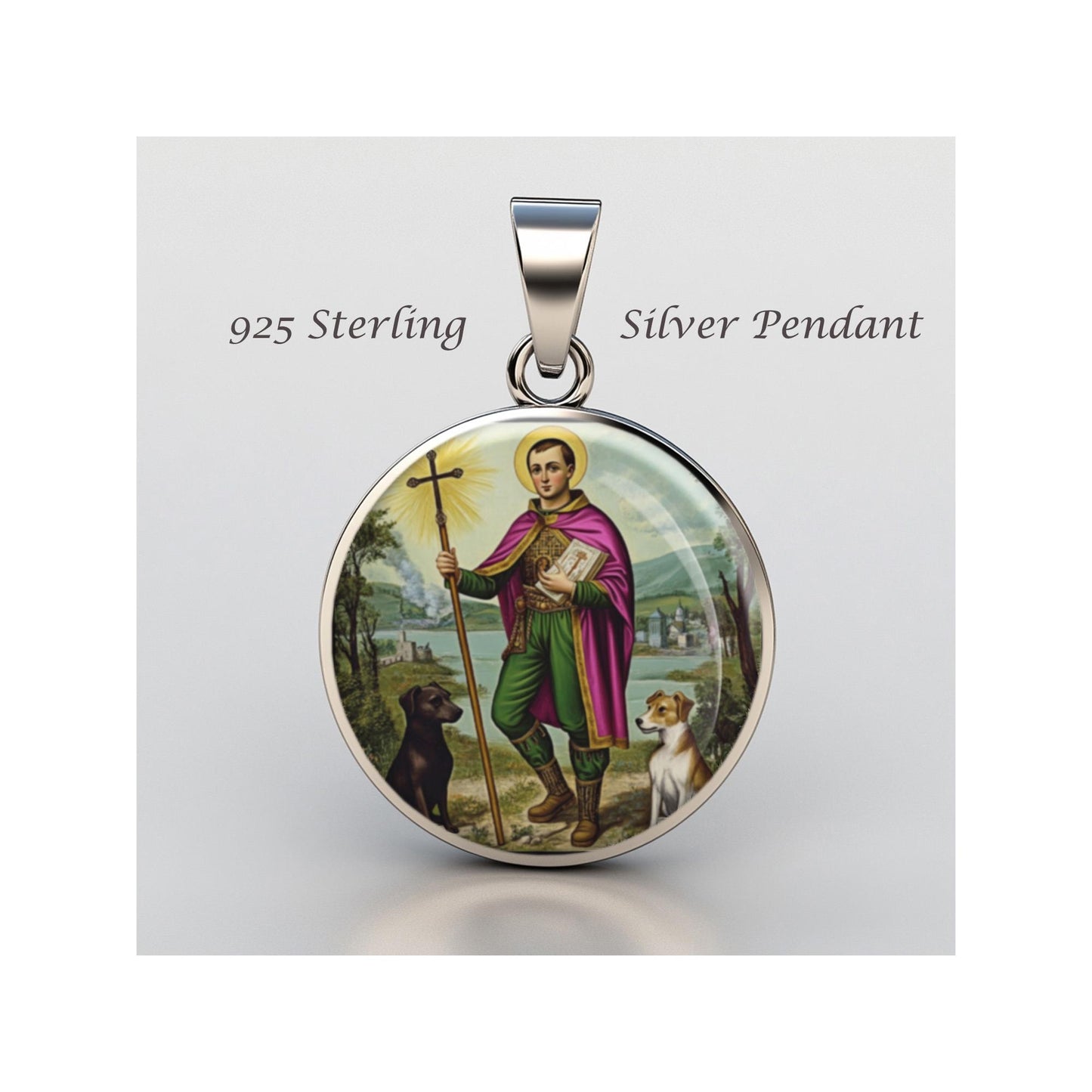 Saint Vitus Religious Devotional sterling silver 925 Christian Medal Patron Pendant