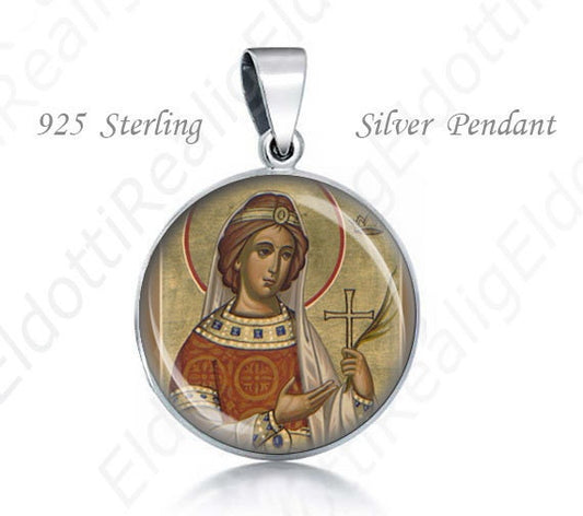 St Konstansia St. Constansia Religious Christian 925 Silver Medal Round Pendant 20mm Jewelry for Necklace
