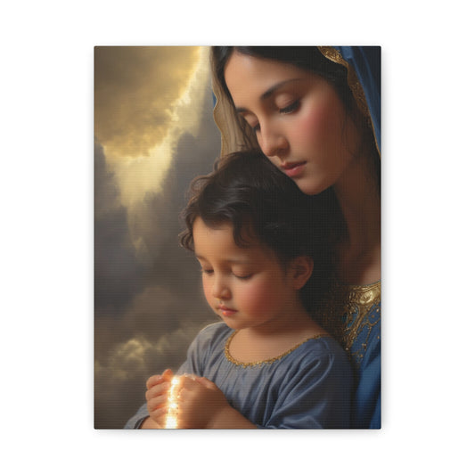 Mary and Baby Jesus Catholic Canvas Wall Art, Christian Decor