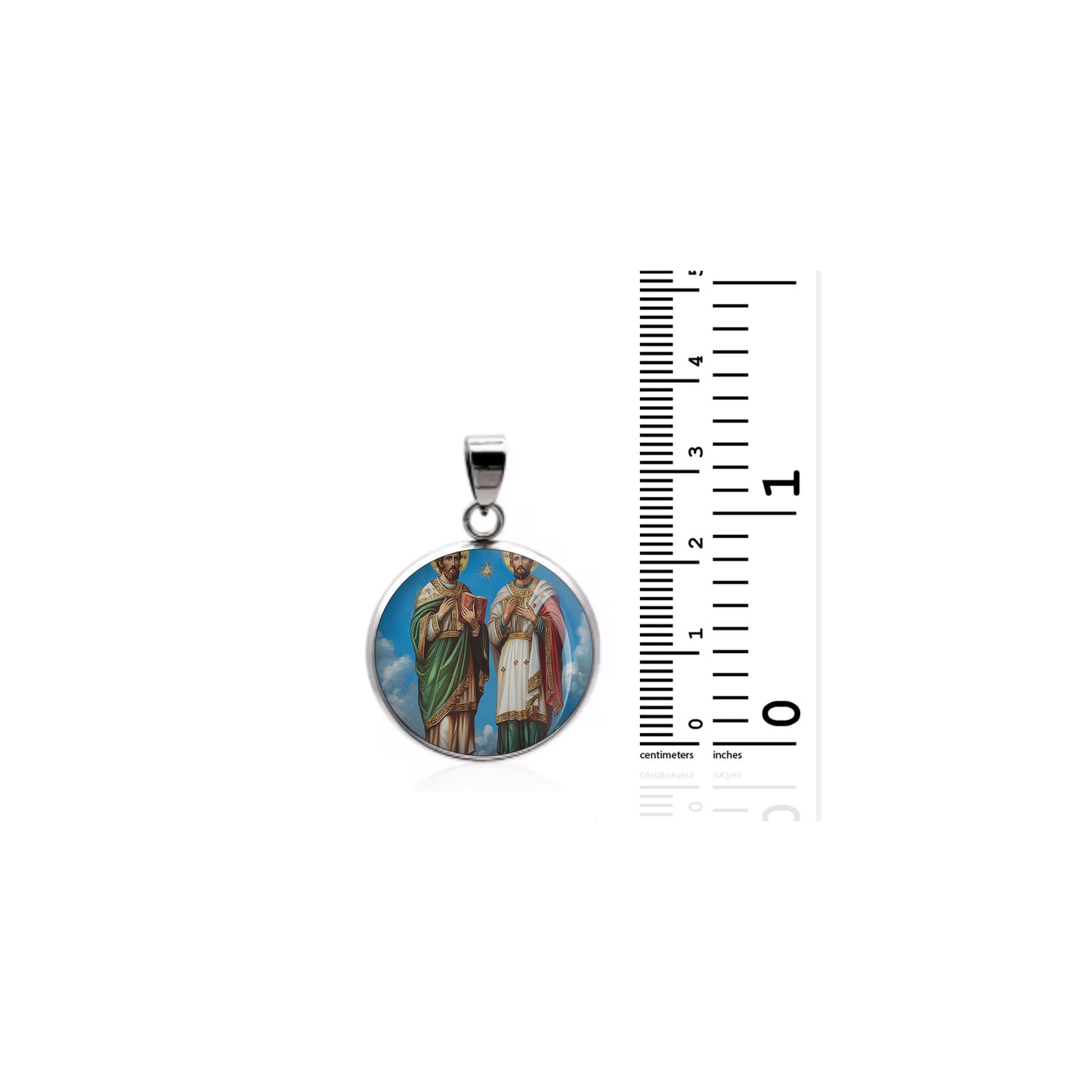 Saint Cosmas Damian Catholic sterling silver 925 Christian Medal Patron Pendant image 1