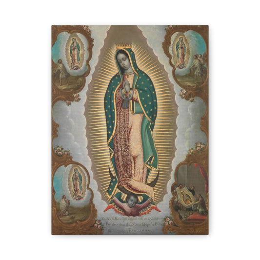 The Virgin of Guadalupe with the Four Apparitions Catholic HQ Print on Canvas Ready To Hang - Virgin Mary Canvas