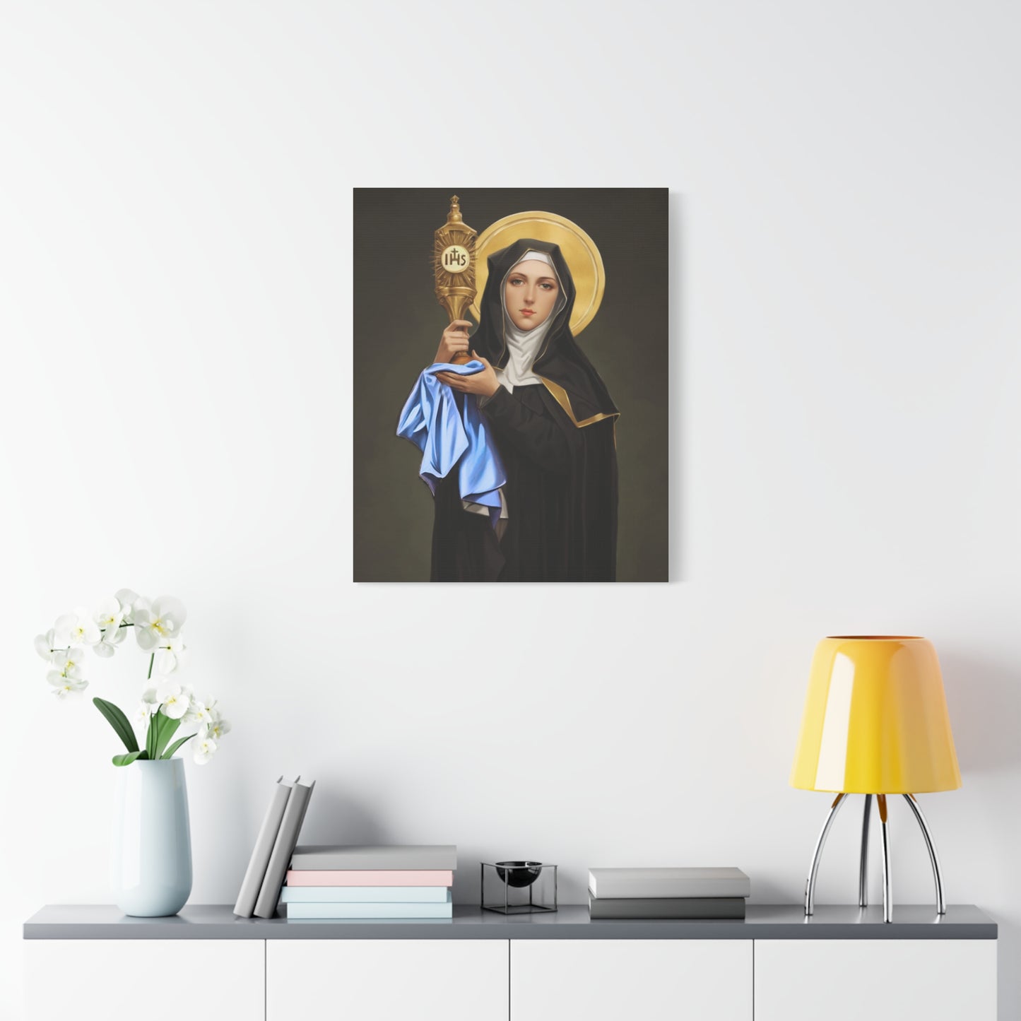 St. Clare of Assisi Catholic Canvas Wall Art, Christian Decor