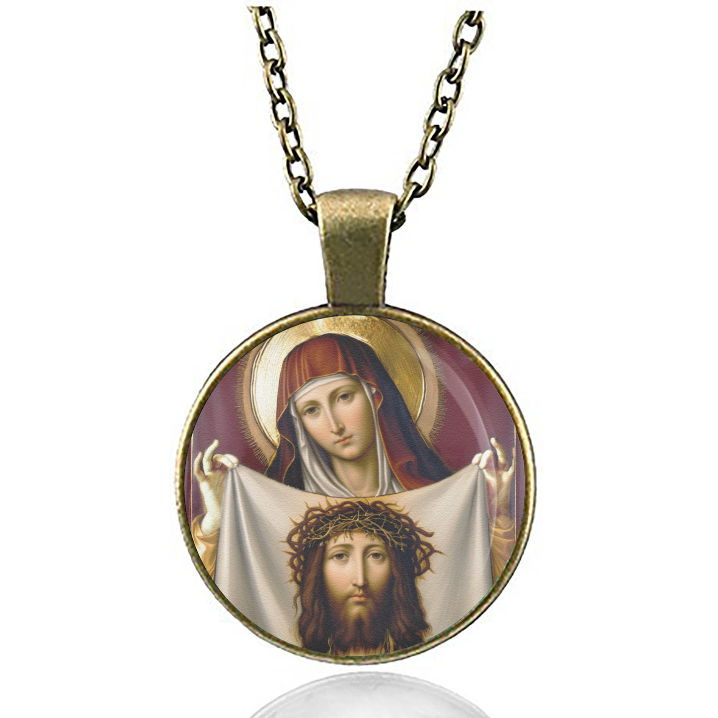 St. Veronica Necklace Catholic Saint Pendant Medal image 4