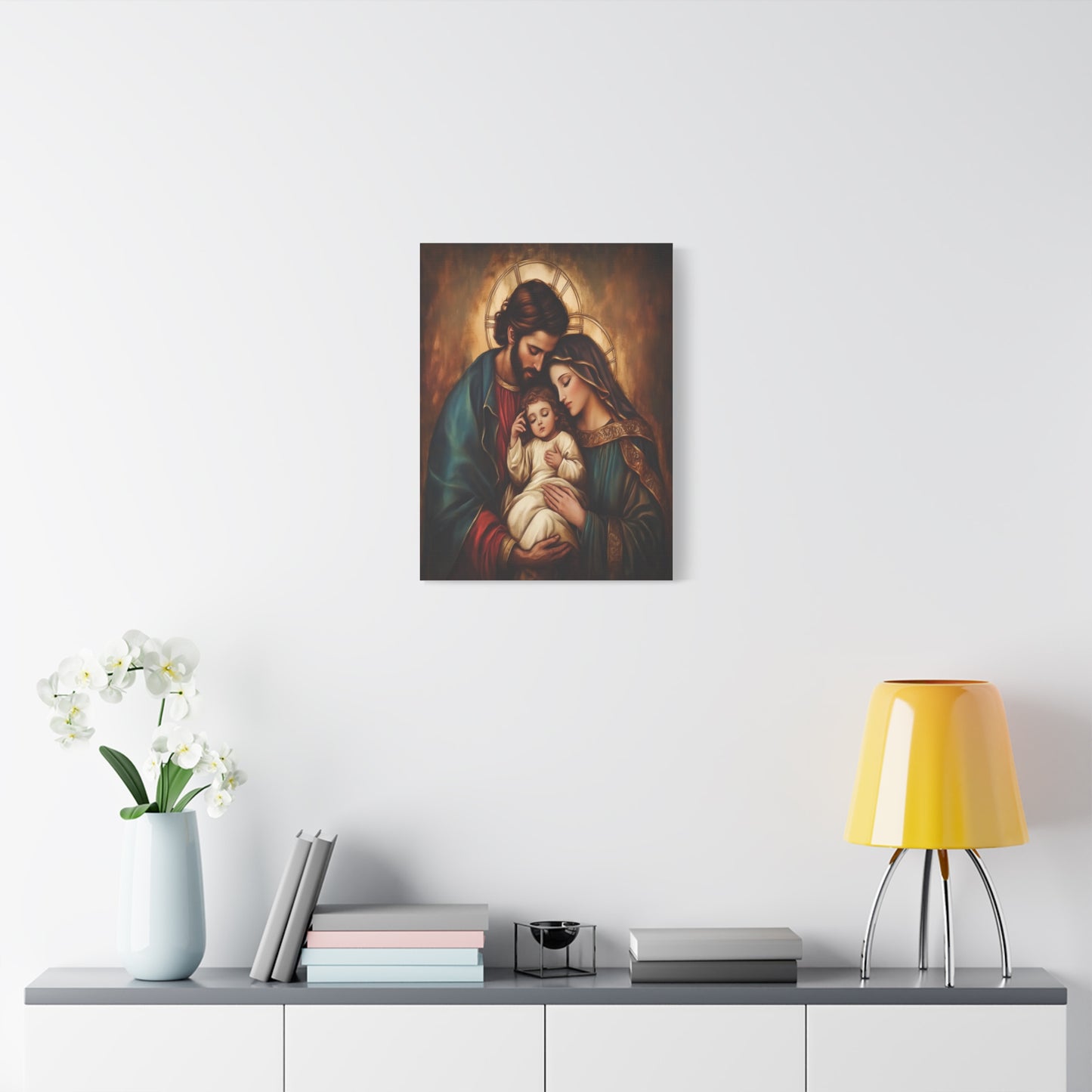 Holy Family Catholic Canvas Wall Art, Christian Decor