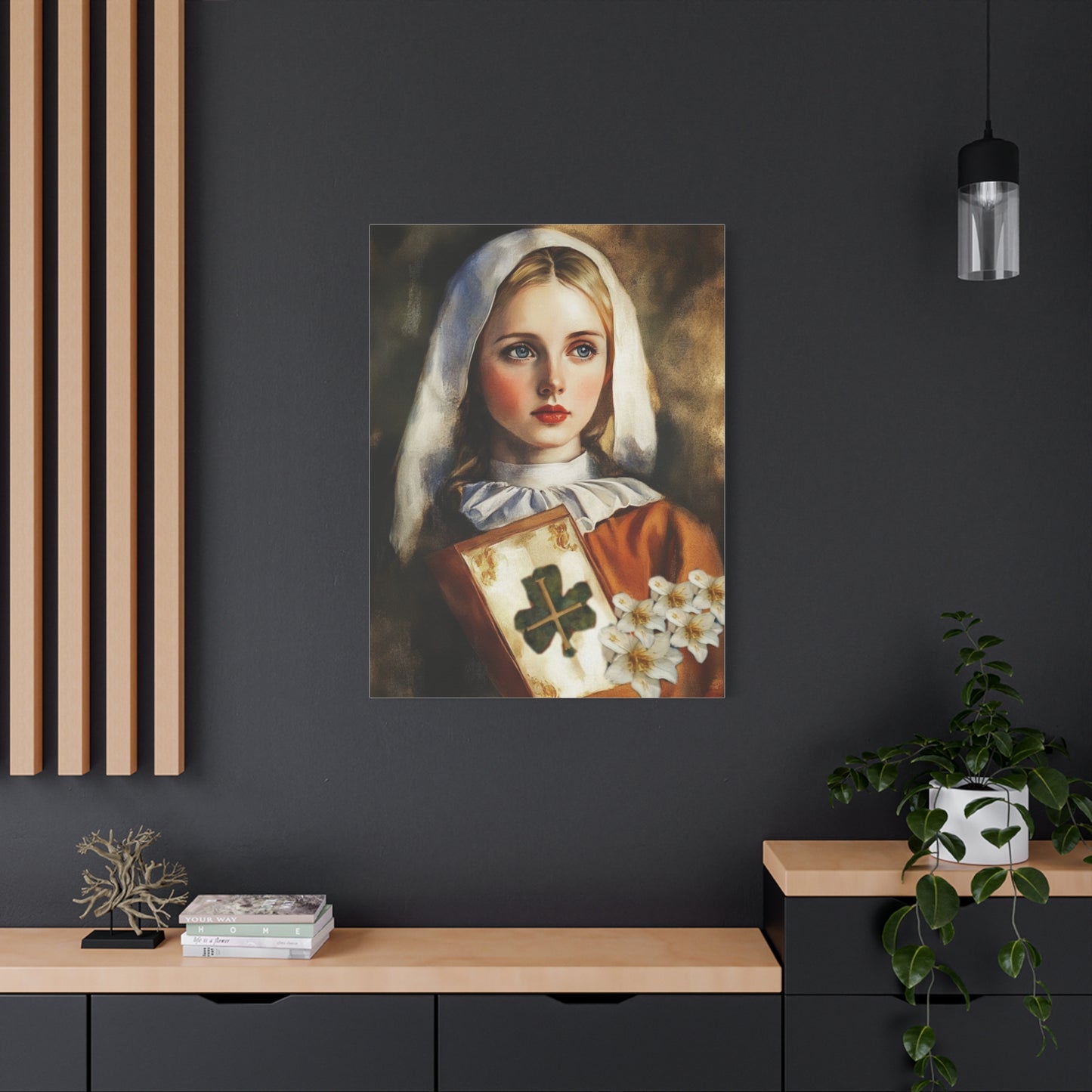 St. Dymphna Catholic Canvas Wall Art, Christian Decor