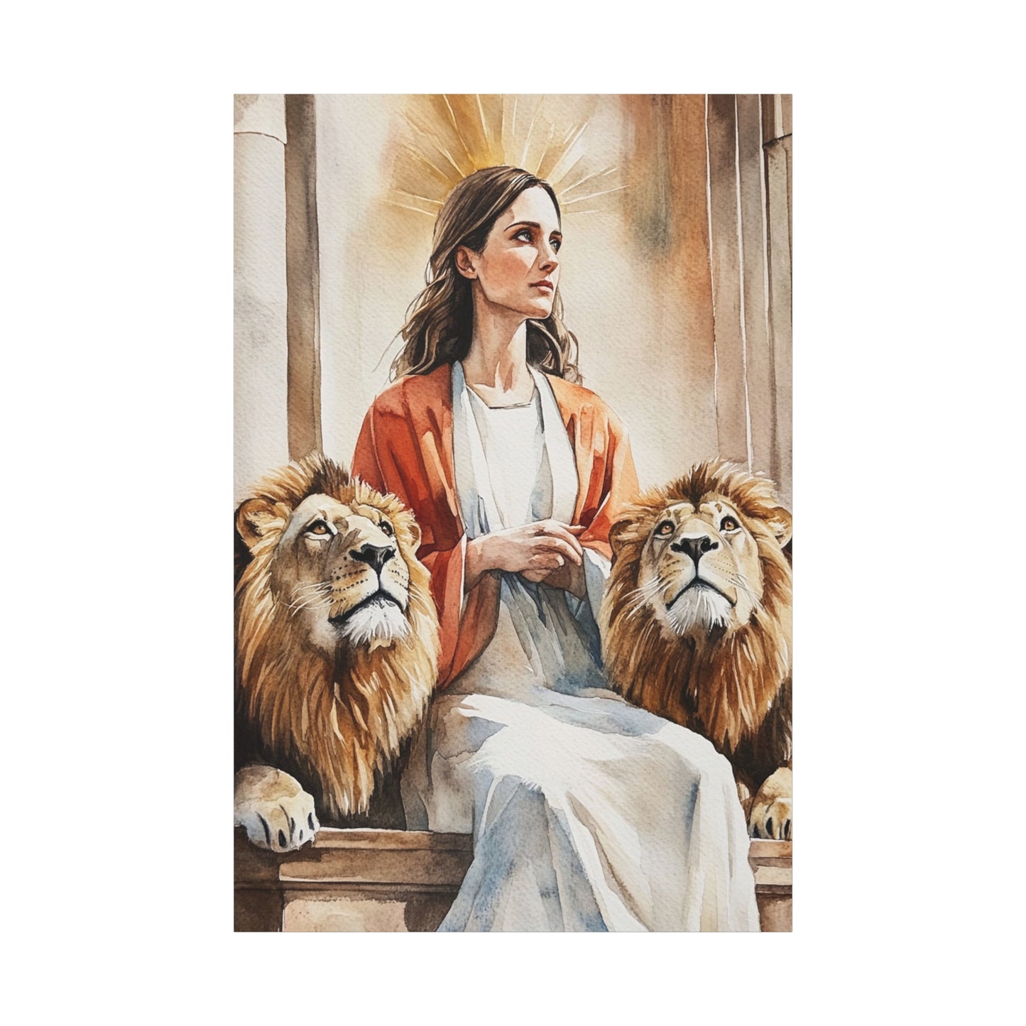 Ready To Hang - St. Prisca with Lions Catholic Canvas Wall Art, Christian Decor