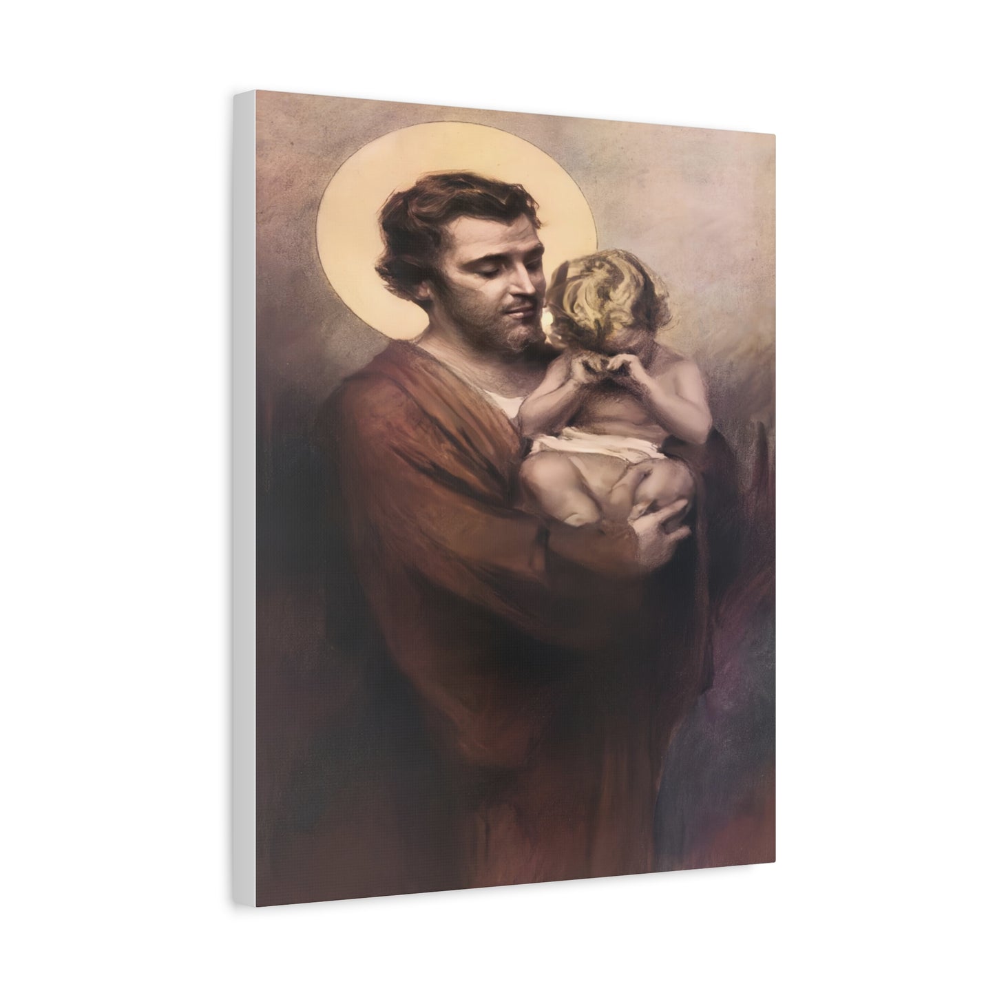 St. Joseph & Child Jesus Crying - Chambers - Catholic Canvas Wall Art, Christian Decor